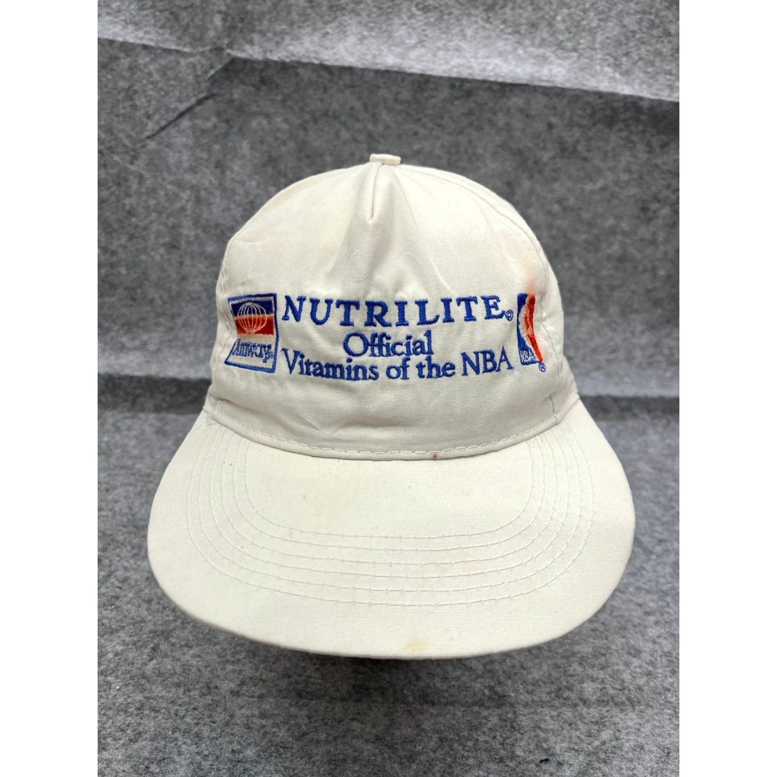 Vintage Nutrilite Official Vitamins of the NBA Hat Cap Snap Back Adult OS White Cotton Size ONE SIZE - 2 Thumbnail