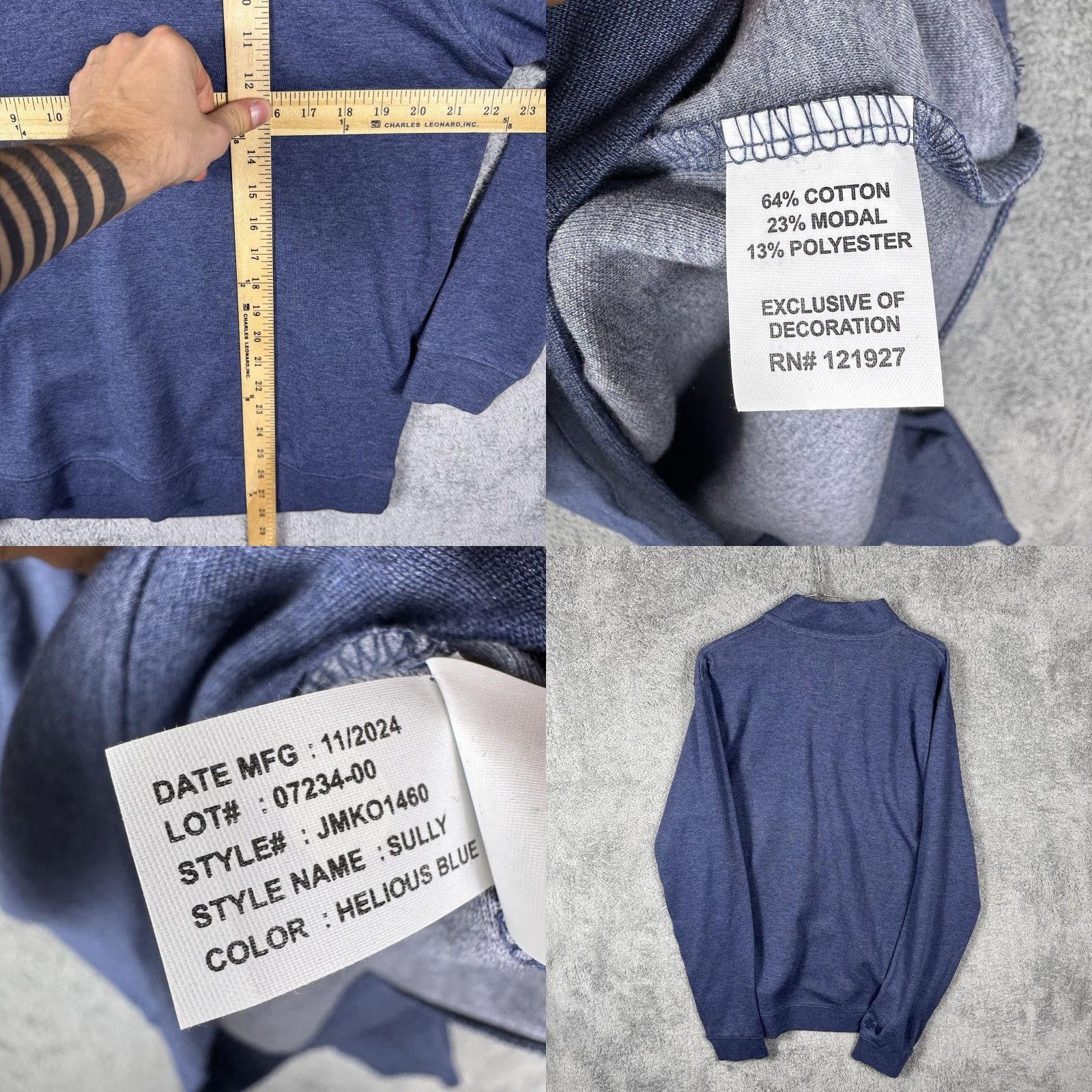 johnnie-O johnnie-O Sweater Pullover 1/4 Zip Men M Blue Mock Neck 1/4 Zip Logo Casual Preppy Beach Golf Outdoor - Mens Size US M / EU 48-50 / 2 - 8 Thumbnail