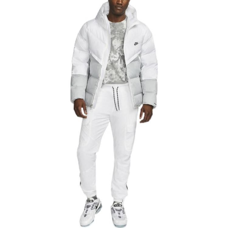 Nike Nike White Light Smoke Grey Black Men's Puffer Jacket Size US M / EU 48-50 / 2 - 1 Thumbnail