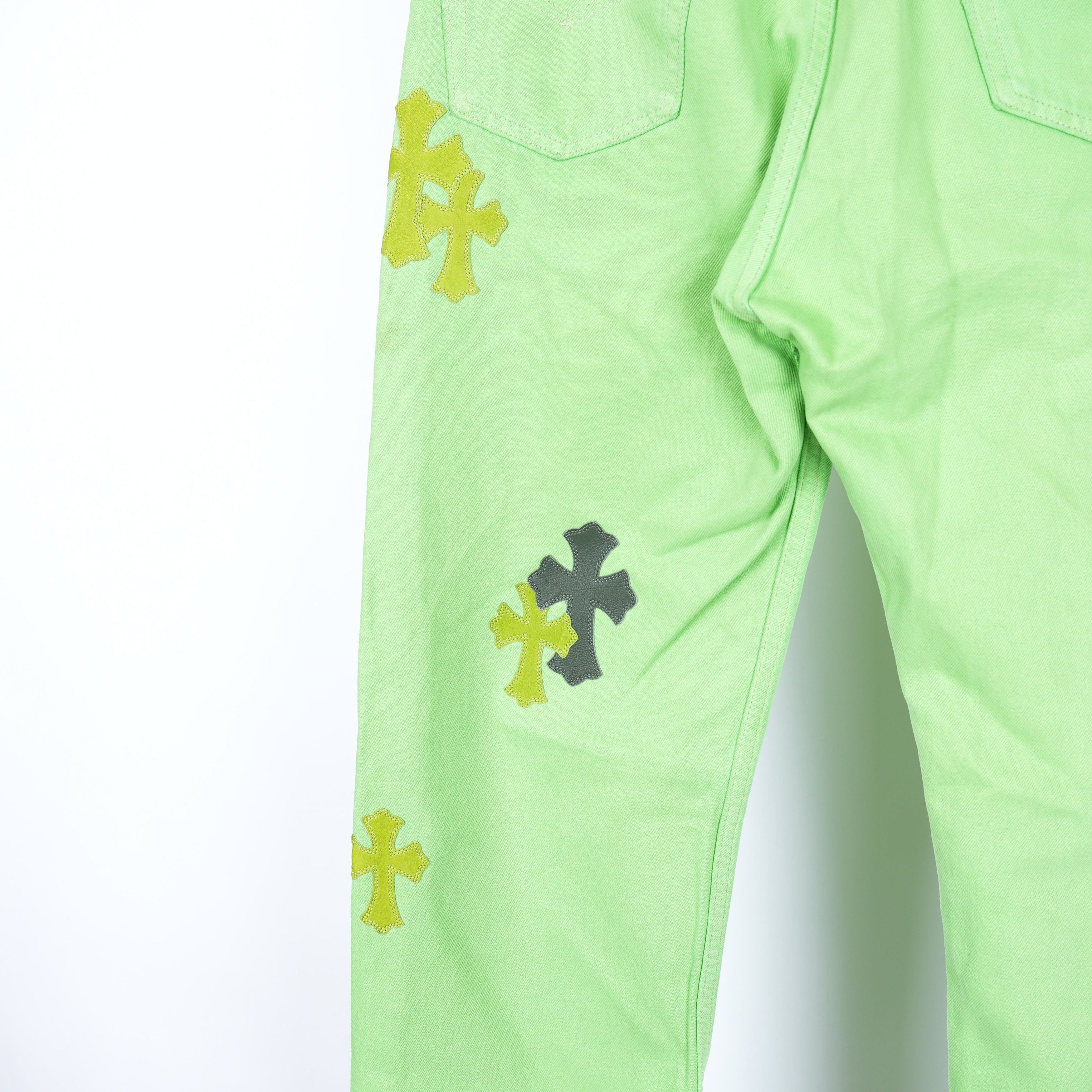 Chrome Hearts CHROME HEARTS GREEN SEX RECORDS CROSS PATCH JEANS Size US 33 - 8 Thumbnail