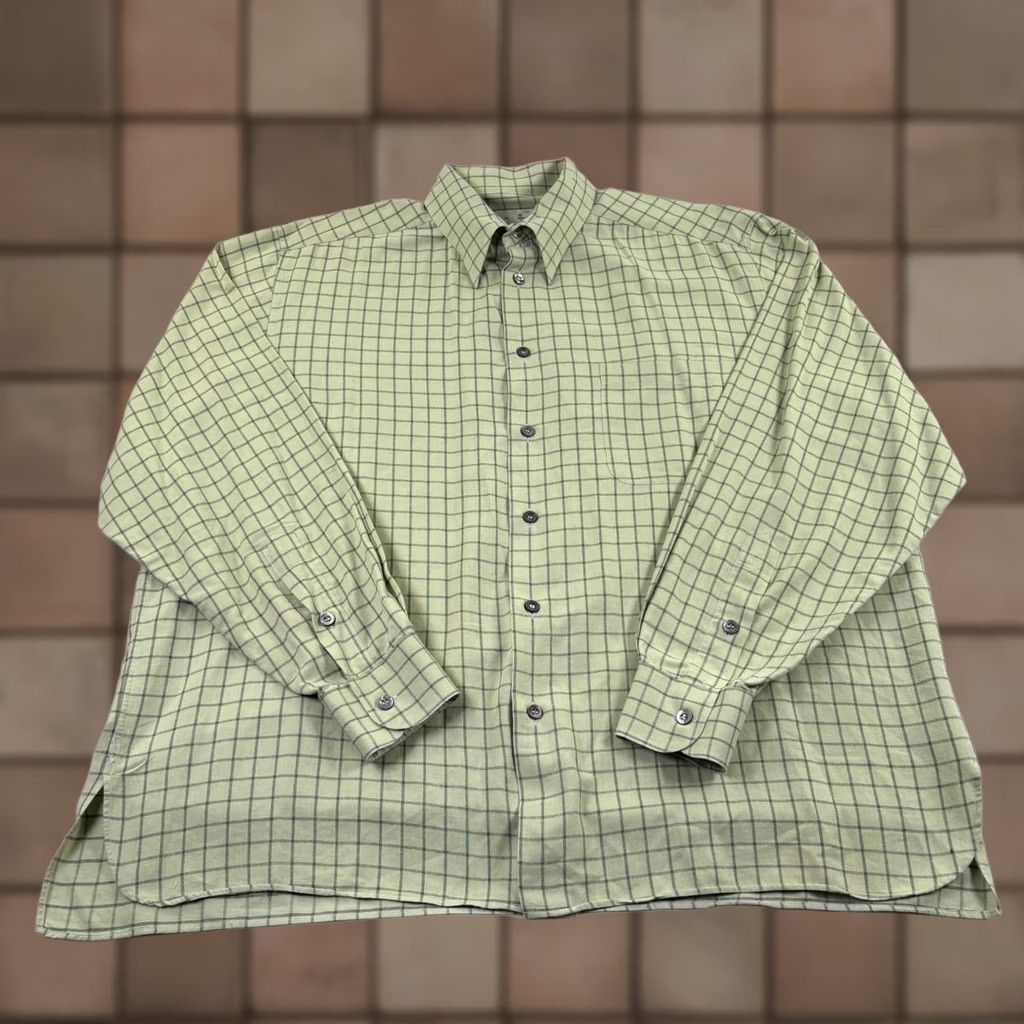 Ermenegildo Zegna VINTAGE Ermenegildo Zegna Shirt Mens XL Green Plaid Button Up Long Sleeve Size US XL / EU 56 / 4 - 1 Thumbnail