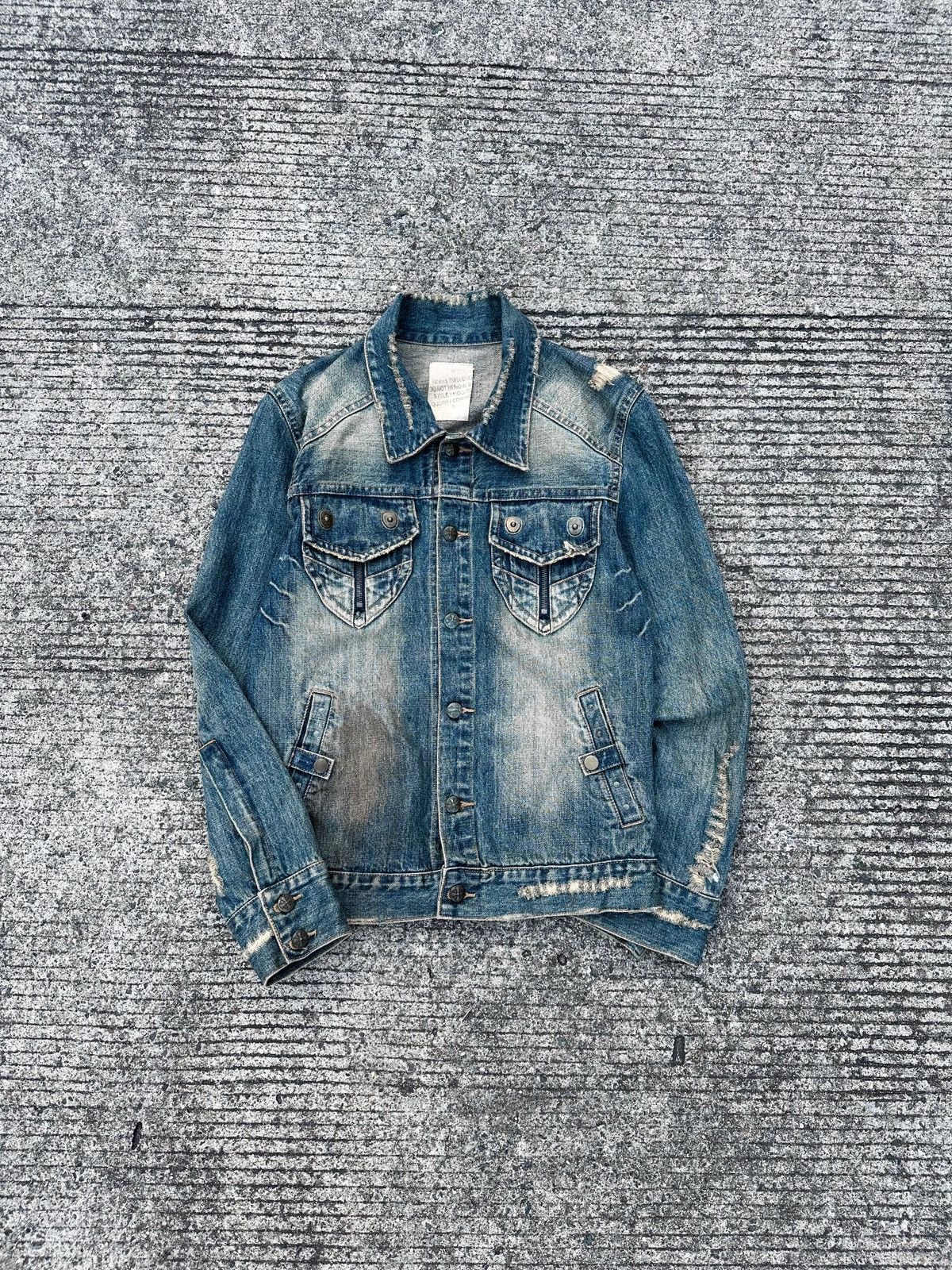 If Six Was Nine × Japanese Brand × Tornado Mart 2000’s Midas Damage Washed Denim Jacket Size US L / EU 52-54 / 3 - 1 Thumbnail