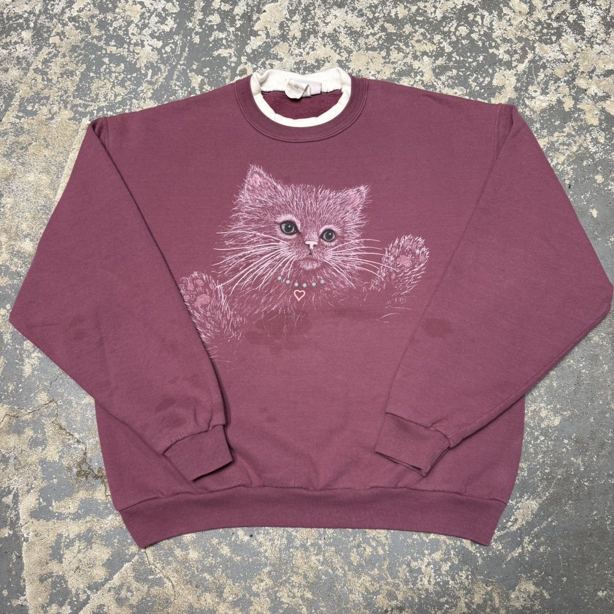 Vintage Vintage Cat Pink Cute Nature Crewneck Sweatshirt 90s Size US L / EU 52-54 / 3 - 1 Thumbnail