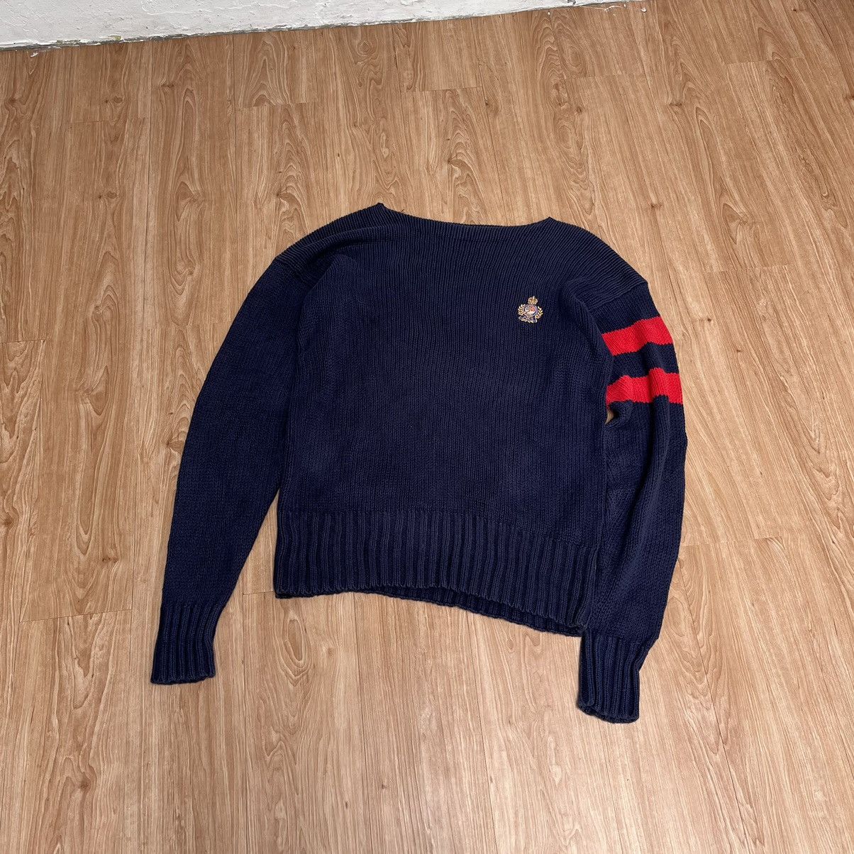 Polo Ralph Lauren × Vintage 💸BINDING💸 Vintage 90s Polo Ralph Luren CREST Logo Knitwear Size US L / EU 52-54 / 3 - 4 Thumbnail