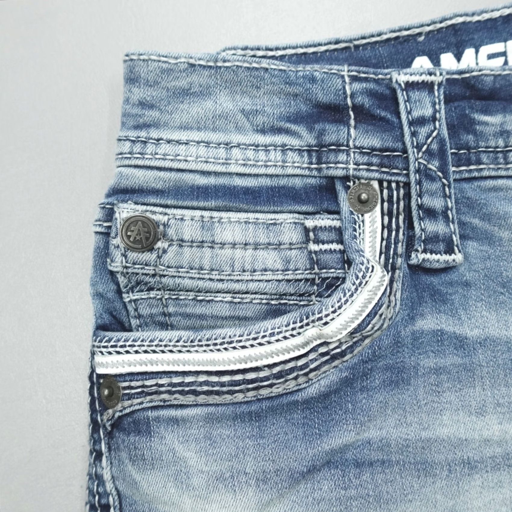 Affliction Affliction Denim Jeans Gage Peak Grove Men's 29 Blue Embroidered Slim Straight Casual 5-Pocket Denim 99% Cotton 1% Spandex Size US 29 - 4 Thumbnail