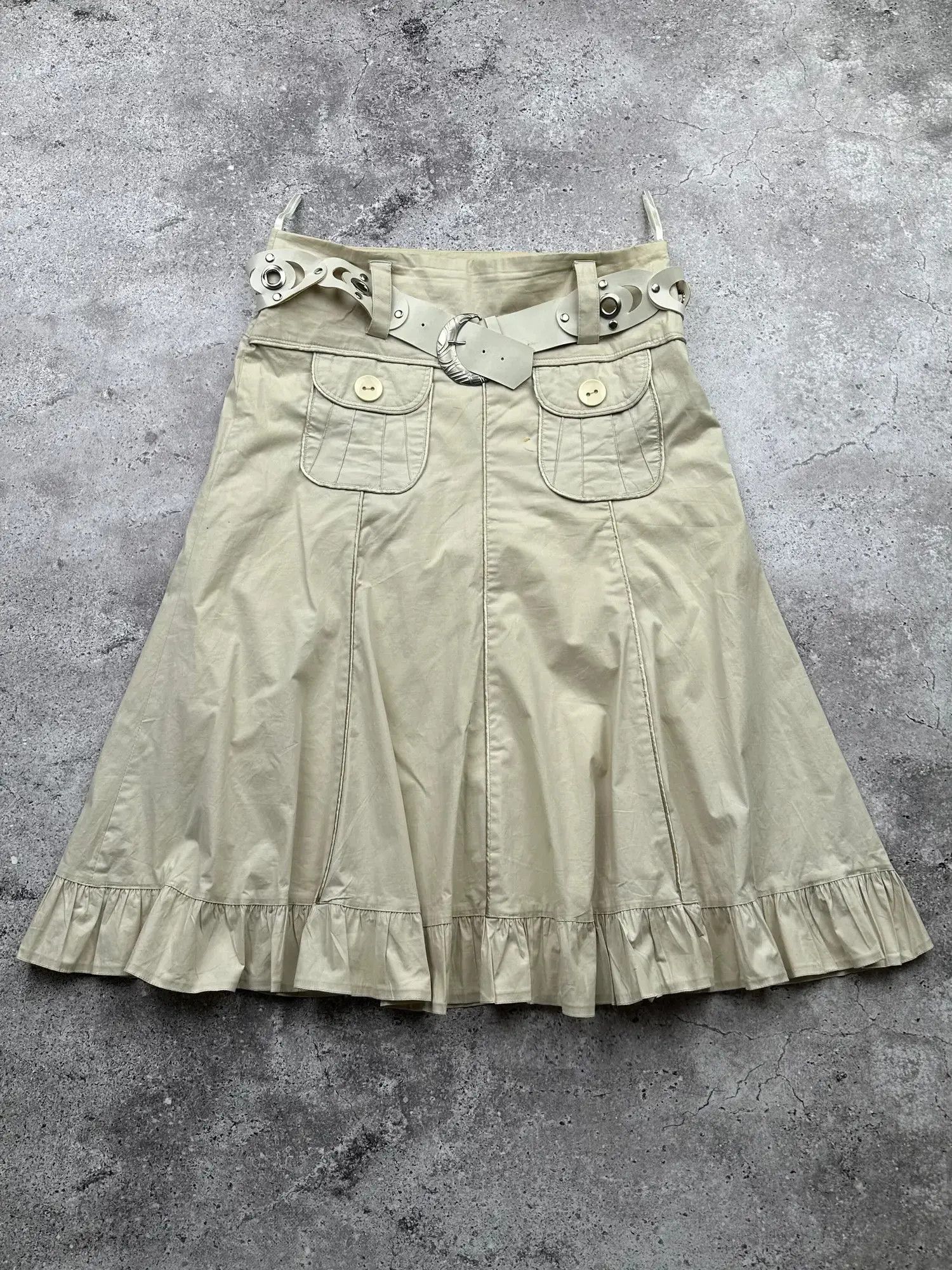 Japanese Brand Vintage Cargo Flare Skirt With Belt C330(V133) Size 32" / US 10 / IT 46 - 1 Thumbnail