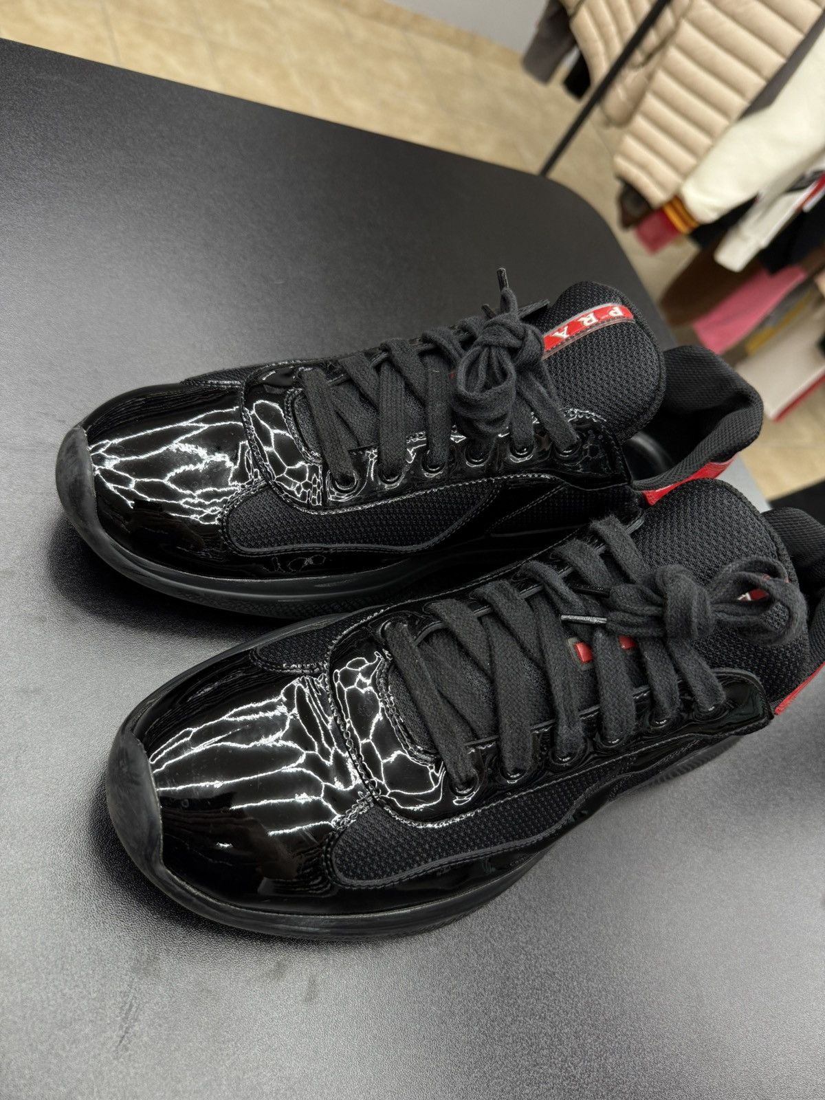 Prada Prada Americas Cup Sneaker Black Red Size 11 US 10 Prada Size US 11 / EU 44 - 10 Thumbnail