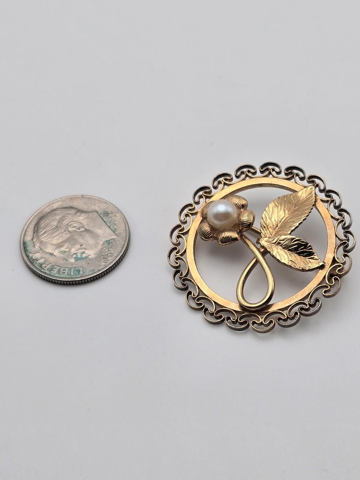 Other Vtg Danecraft 1/20 12K Gold-Filled Floral Brooch w/ Pearl Size ONE SIZE - 5 Thumbnail