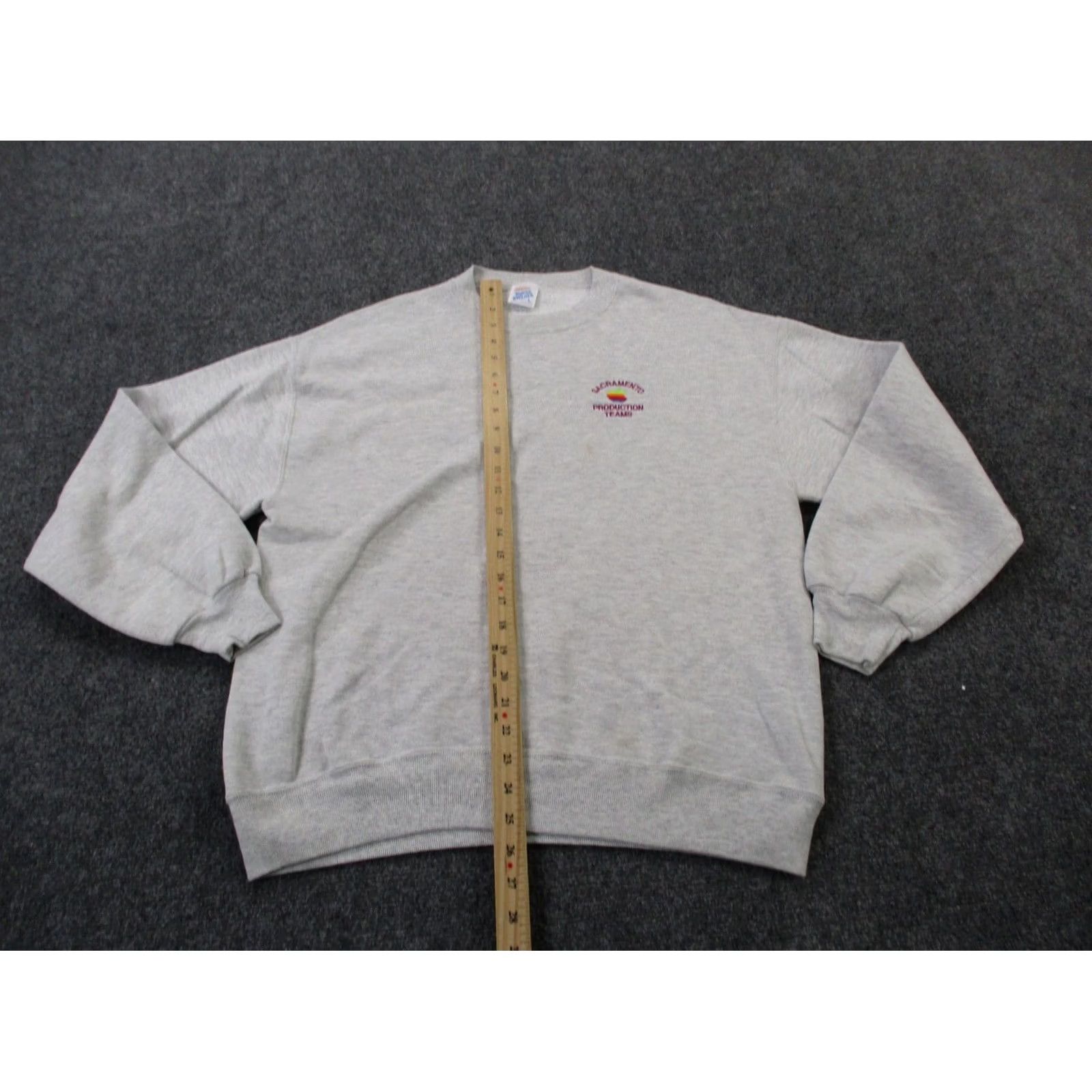 Jerzees VINTAGE Jerzees Sweatshirt Mens L Rainbow USA Made 90s Crew Neck Pullover Gray Cotton Polyester Knit Logo Lightweight Thermal Size US L / EU 52-54 / 3 - 3 Thumbnail