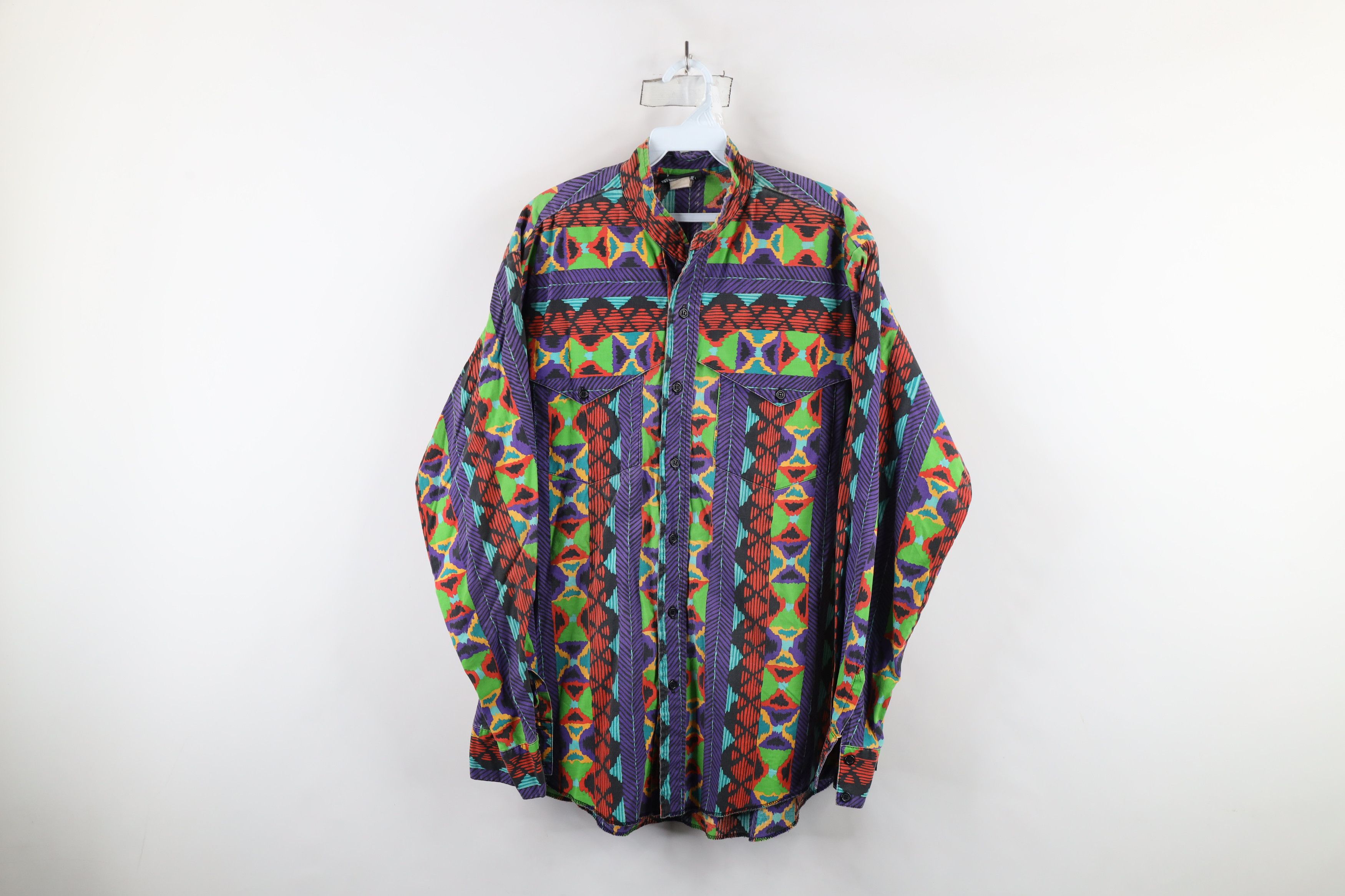 Vintage Vintage 90s Western Cowboy Band Collar Button Shirt USA Size US XL / EU 56 / 4 - 1 Thumbnail