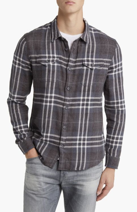 John Varvatos John Varvatos Dale Plaid Button-Up Shirt Iron Grey ( M ) Size US M / EU 48-50 / 2 - 4 Thumbnail