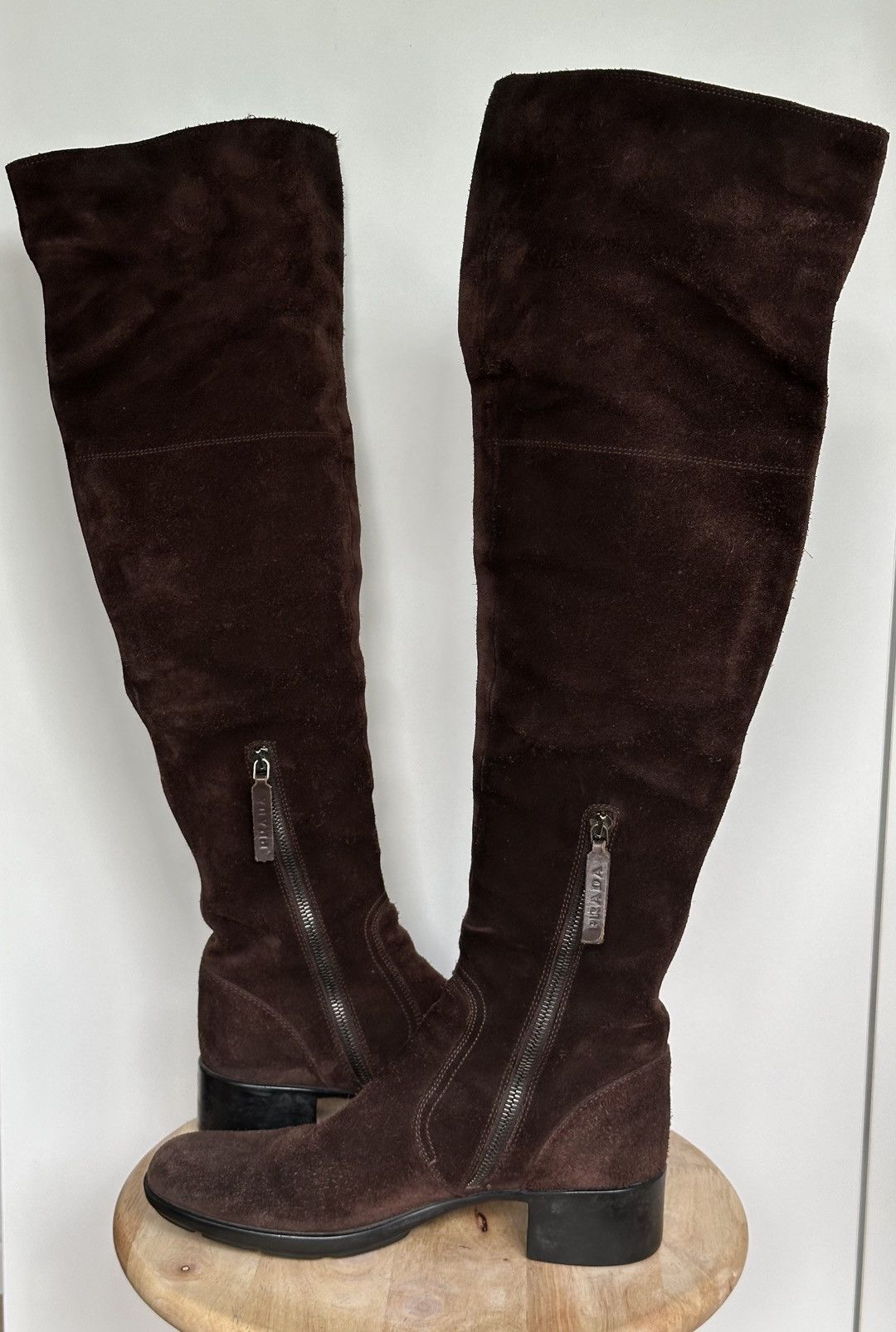 Designer × Prada Prada suede over the knee boots Size US 7 / IT 37 - 6 Thumbnail
