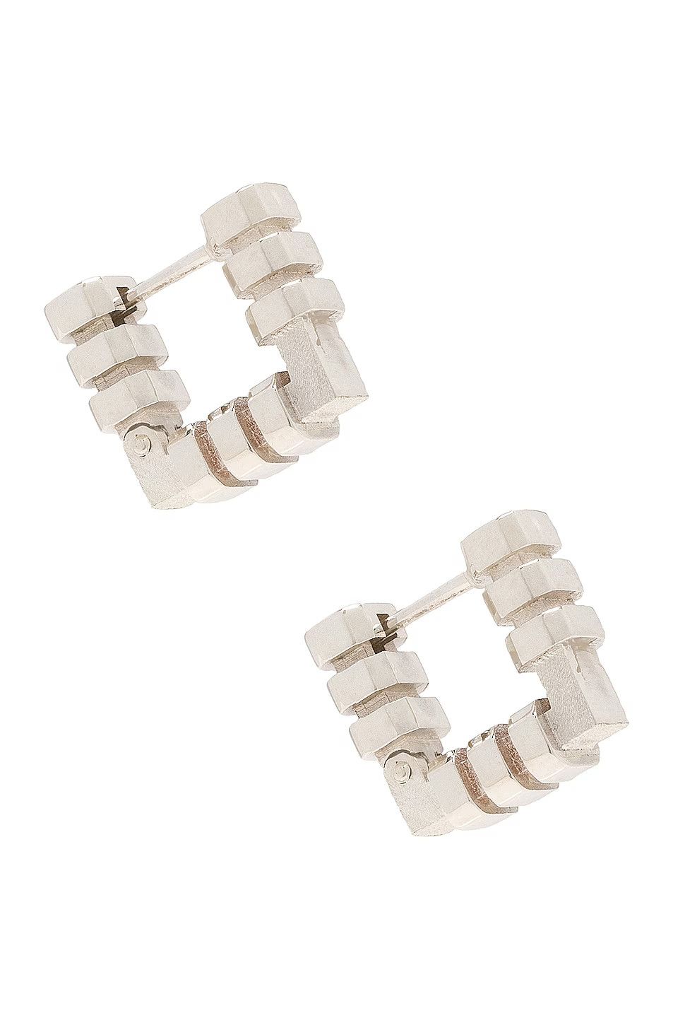 Bottega Veneta o1n1vont1124 Size: OS / Brick Hoop Earrings in Silver Size ONE SIZE - 1 Thumbnail
