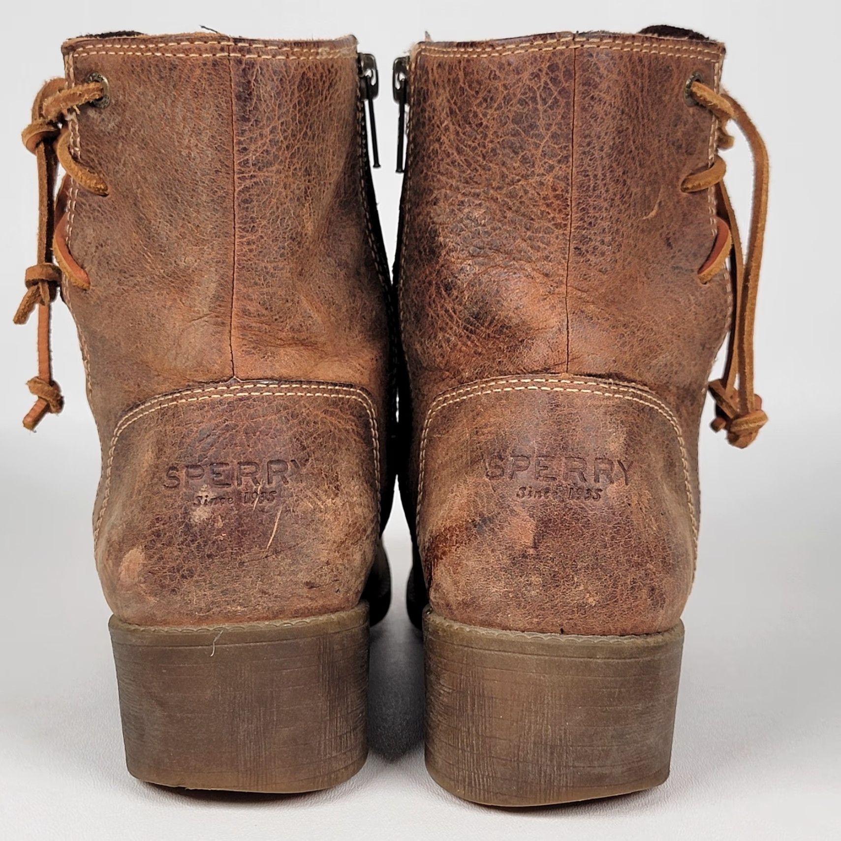 Sperry Sperry Top-Sider Boots Women's Burnished Leather Juniper Glyn Brown Zip 11 Bootie Casual Travel Workwear Size US 11 / IT 41 - 7 Thumbnail