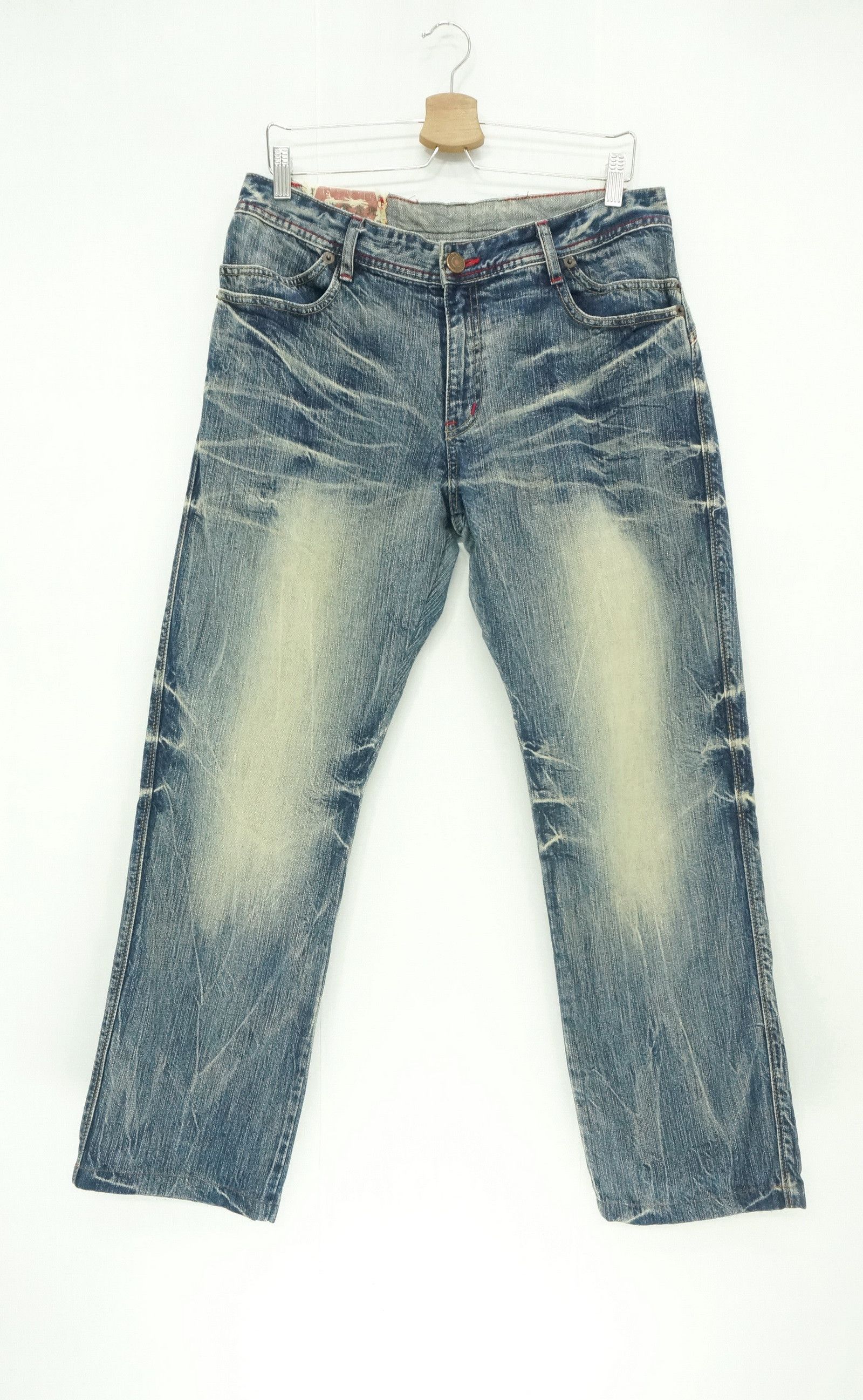 image of Japan Blueway Vintage Distressed Tint Jeans in Denim Blue, Men's (Size 32)