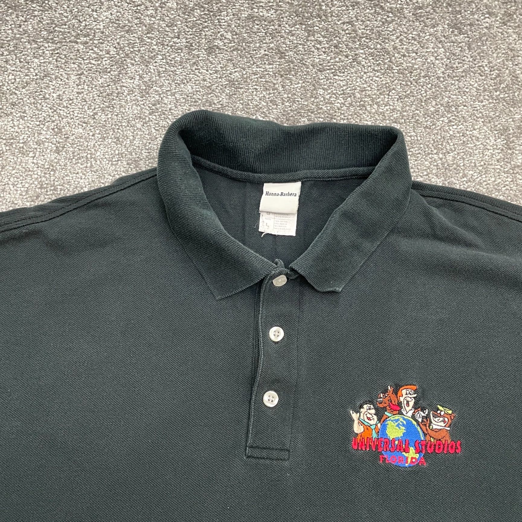 Vintage VINTAGE Hanna Barbera Polo Shirt Mens Large Black Cotton Short Sleeve Casual Activewear Size US L / EU 52-54 / 3 - 2 Thumbnail