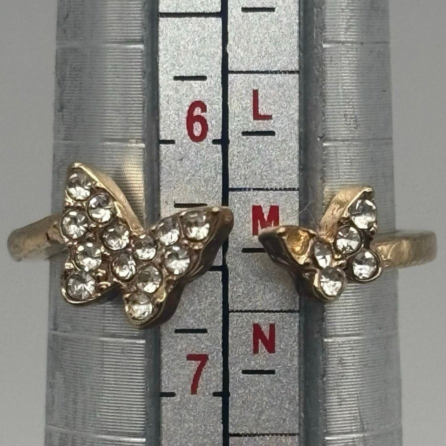 Other Gold Crystal Butterfly Ring Size ONE SIZE - 4 Thumbnail