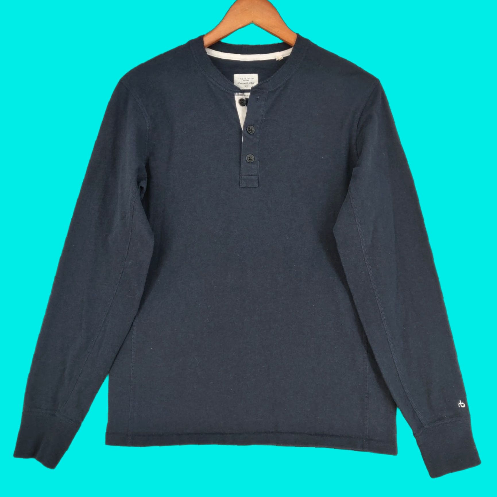 Rag & Bone rag & bone Shirt Men S Charcoal Standard Issue Henley Long Sleeve Pullover Size US S / EU 44-46 / 1 - 1 Thumbnail