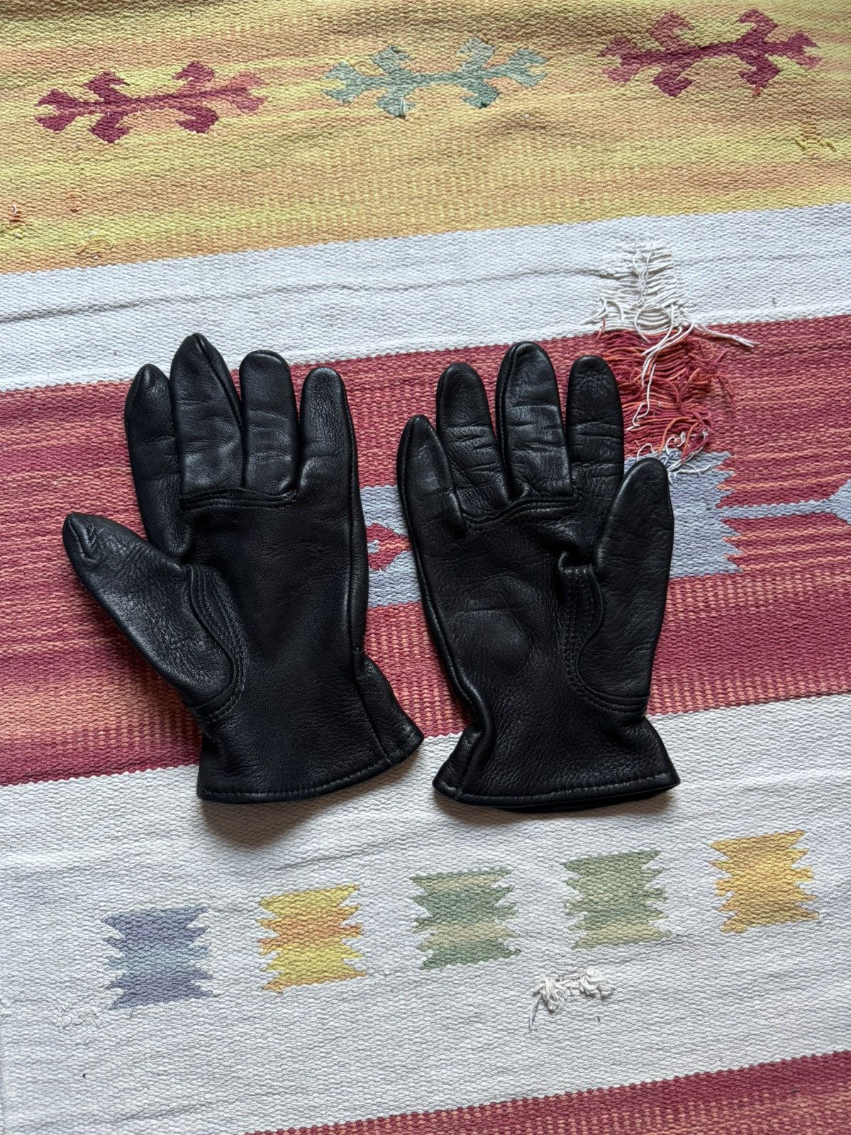 Carhartt Vintage 90’s Carhartt Genuine Deerskin Leather Black Gloves Size ONE SIZE - 4 Thumbnail