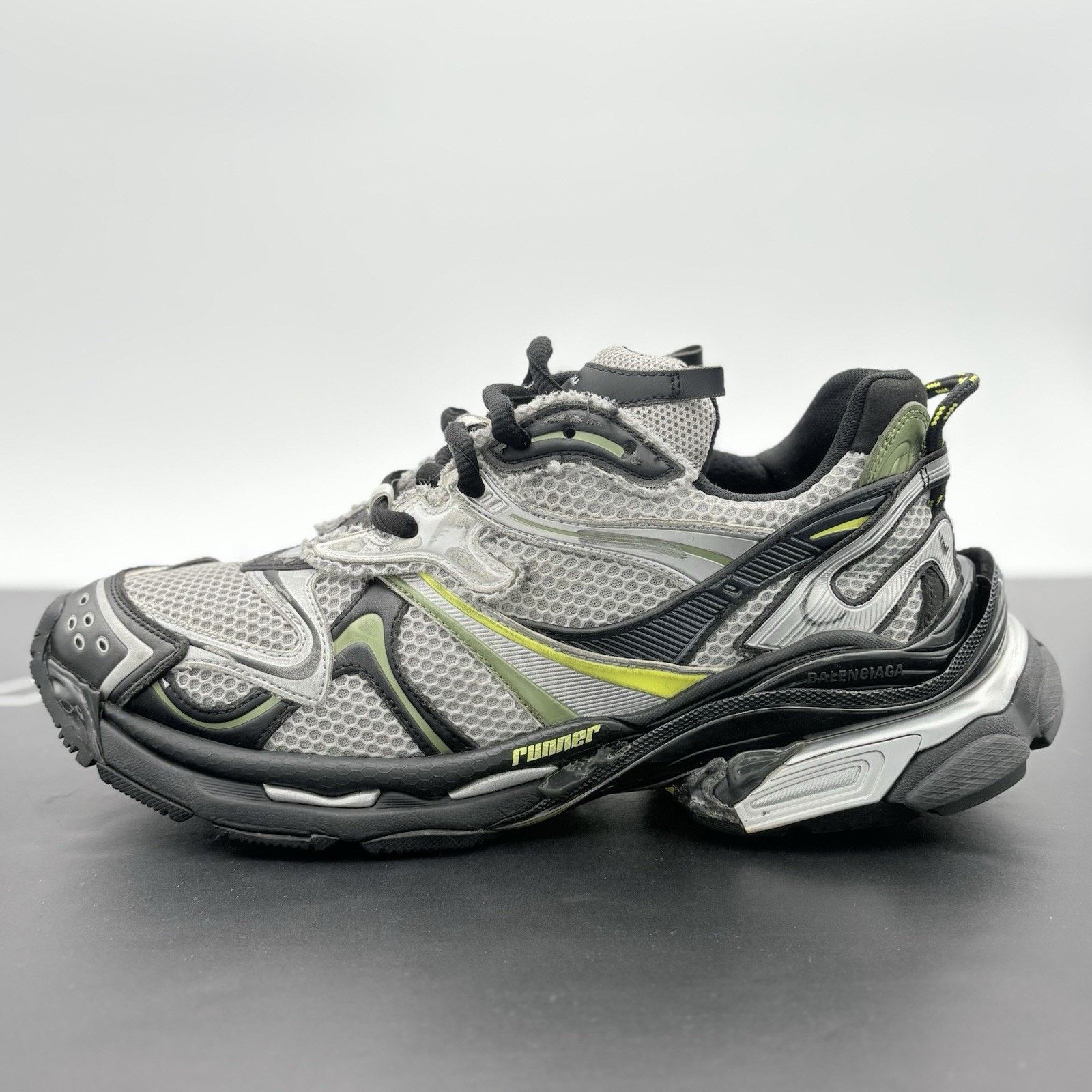 Balenciaga Balenciaga Runner 2.0 ' Silver Neon Yellow ' | SUPER CLEAN! Size US 13 / EU 46 - 8 Thumbnail