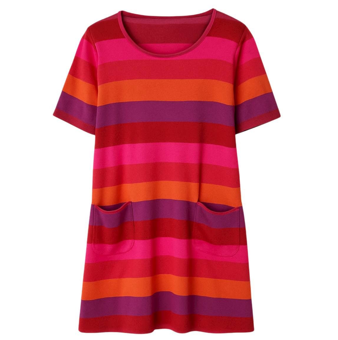 Gudrun Sjoden GUDRUN SJODEN ORGANIC COTTON PLEAT STRIPED TUNIC DRESS SZ L Size L / US 10 / IT 46 - 1 Thumbnail