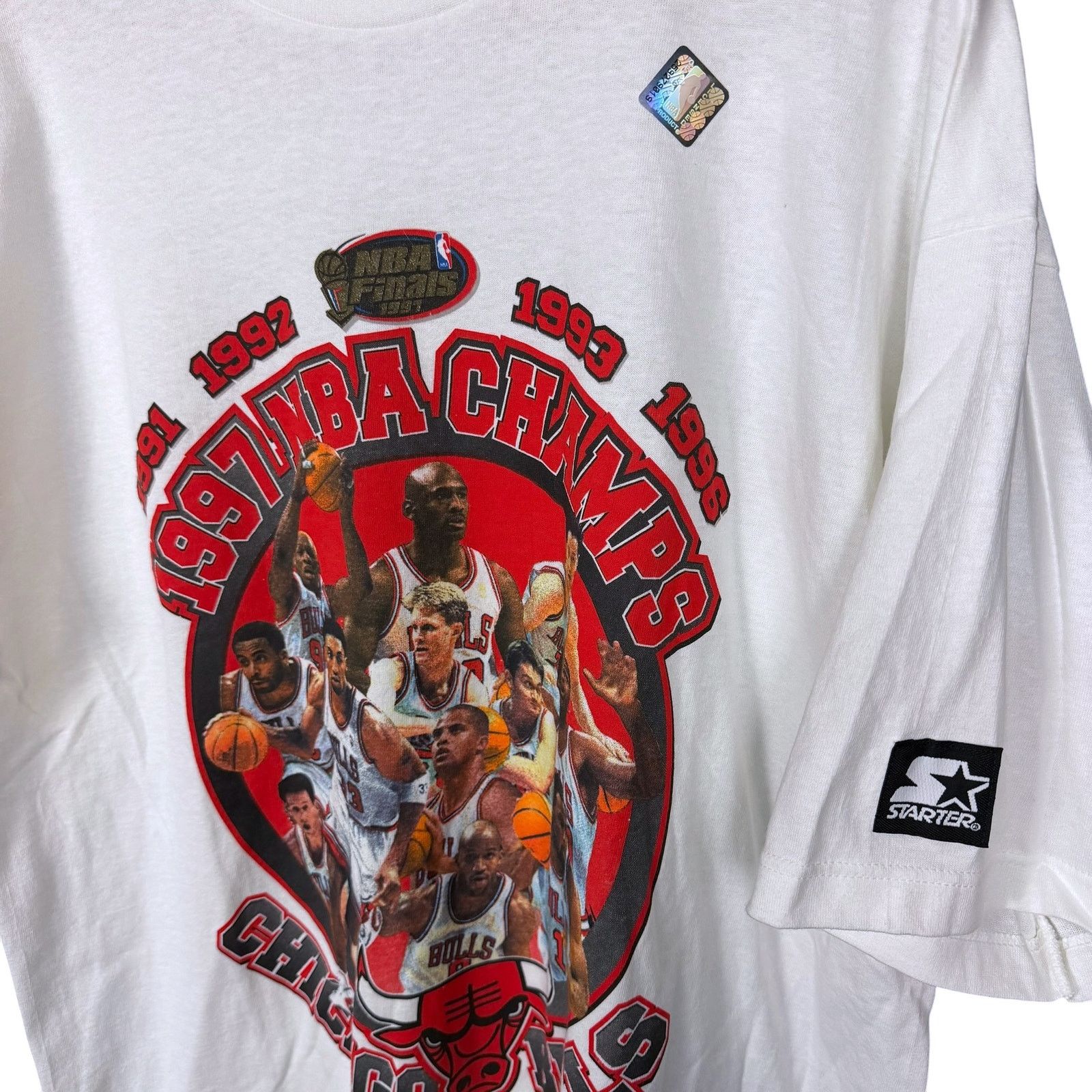 Starter Vintage 90s Starter Chicago Bulls NBA Champions L T-Shirt Size US L / EU 52-54 / 3 - 5 Thumbnail