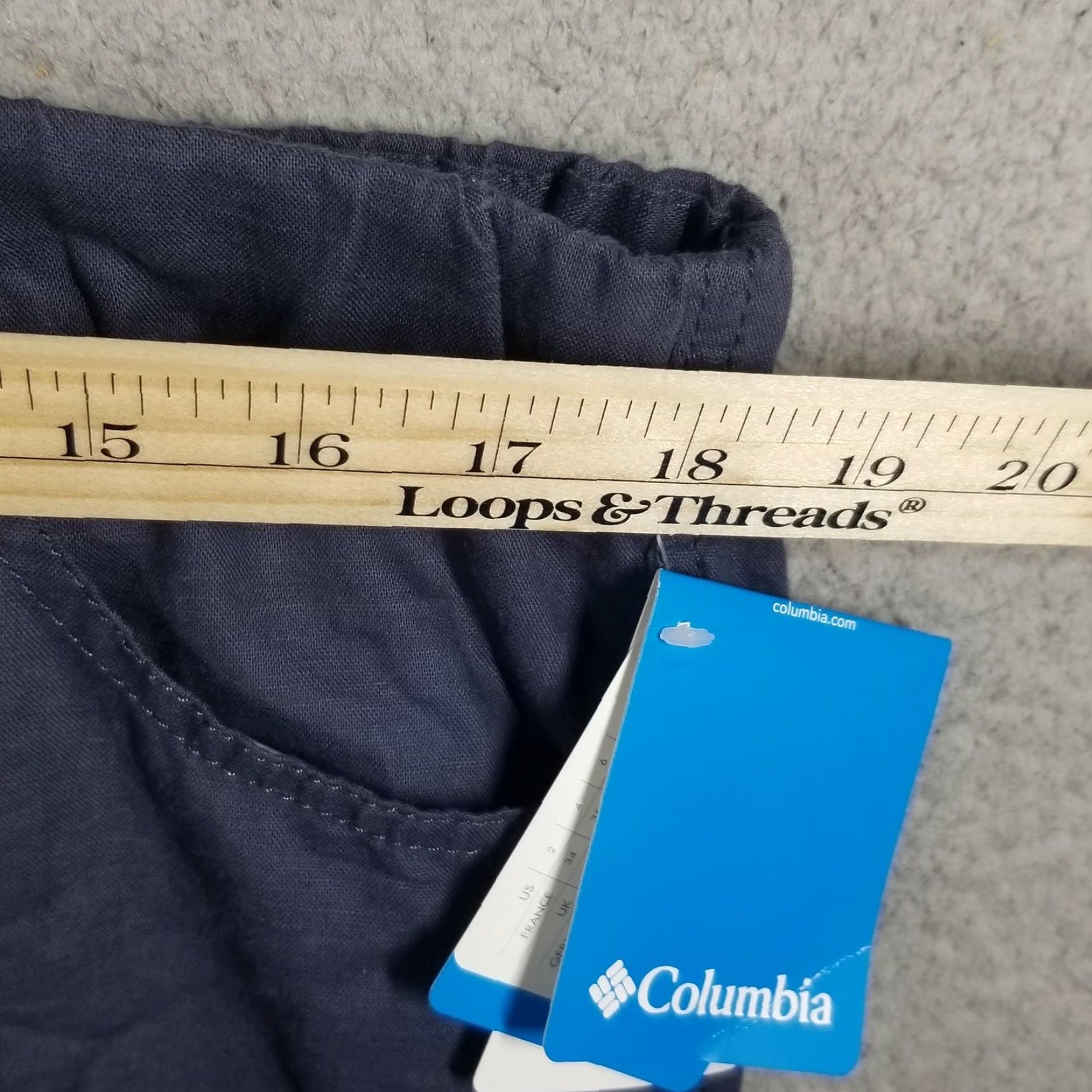 Vintage Columbia Oatka Garden Capri Pants Womens Large Blue Linen Active XK8974-419 Size 36" / US 14 / IT 50 - 7 Thumbnail