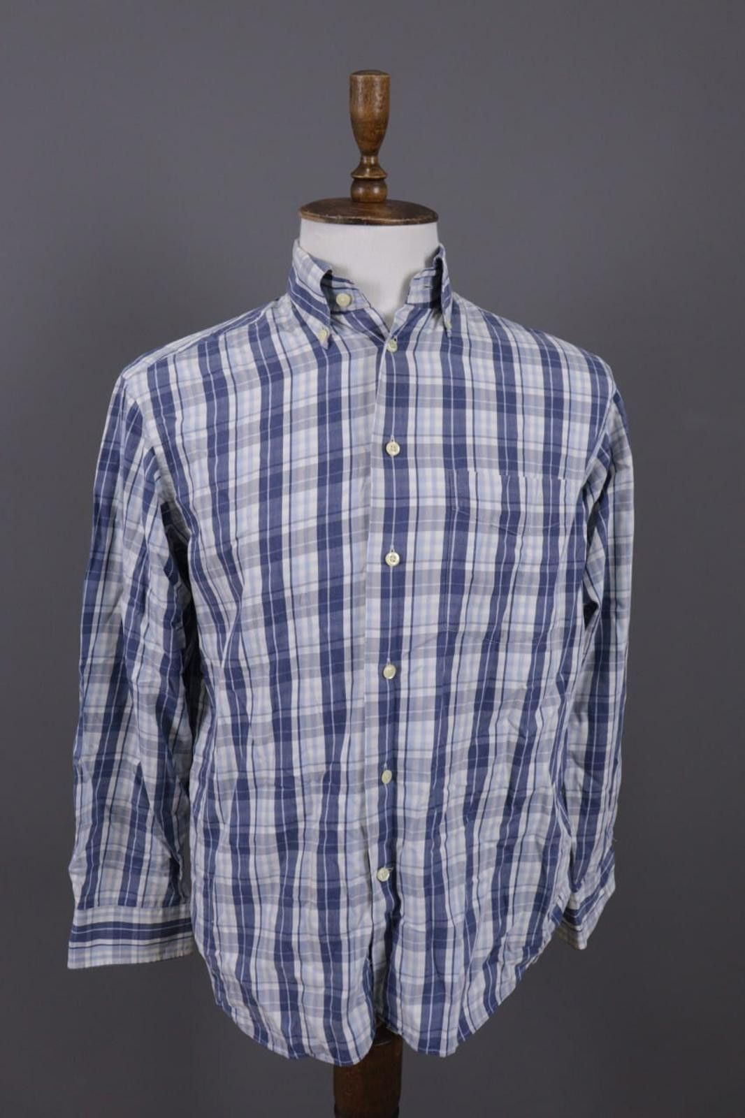 Designer Burberry London Blue Check Button Down Shirt Size 39 Size US M / EU 48-50 / 2 - 1 Thumbnail
