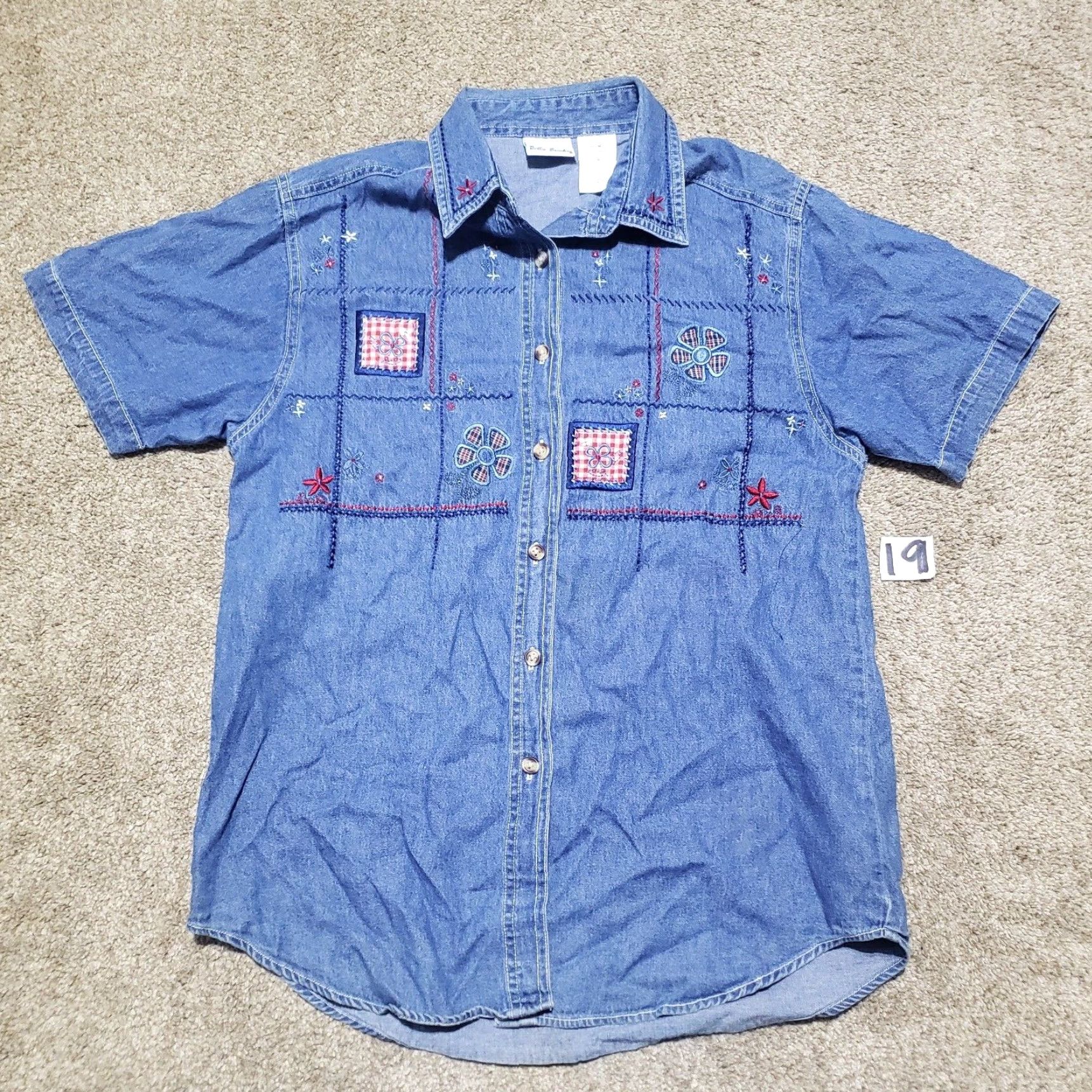 Vintage VINTAGE Bobbie Brooks Shirt Womens M Denim Blue Floral Button-Up Adult Womens M Medium Size M / US 6-8 / IT 42-44 - 2 Thumbnail