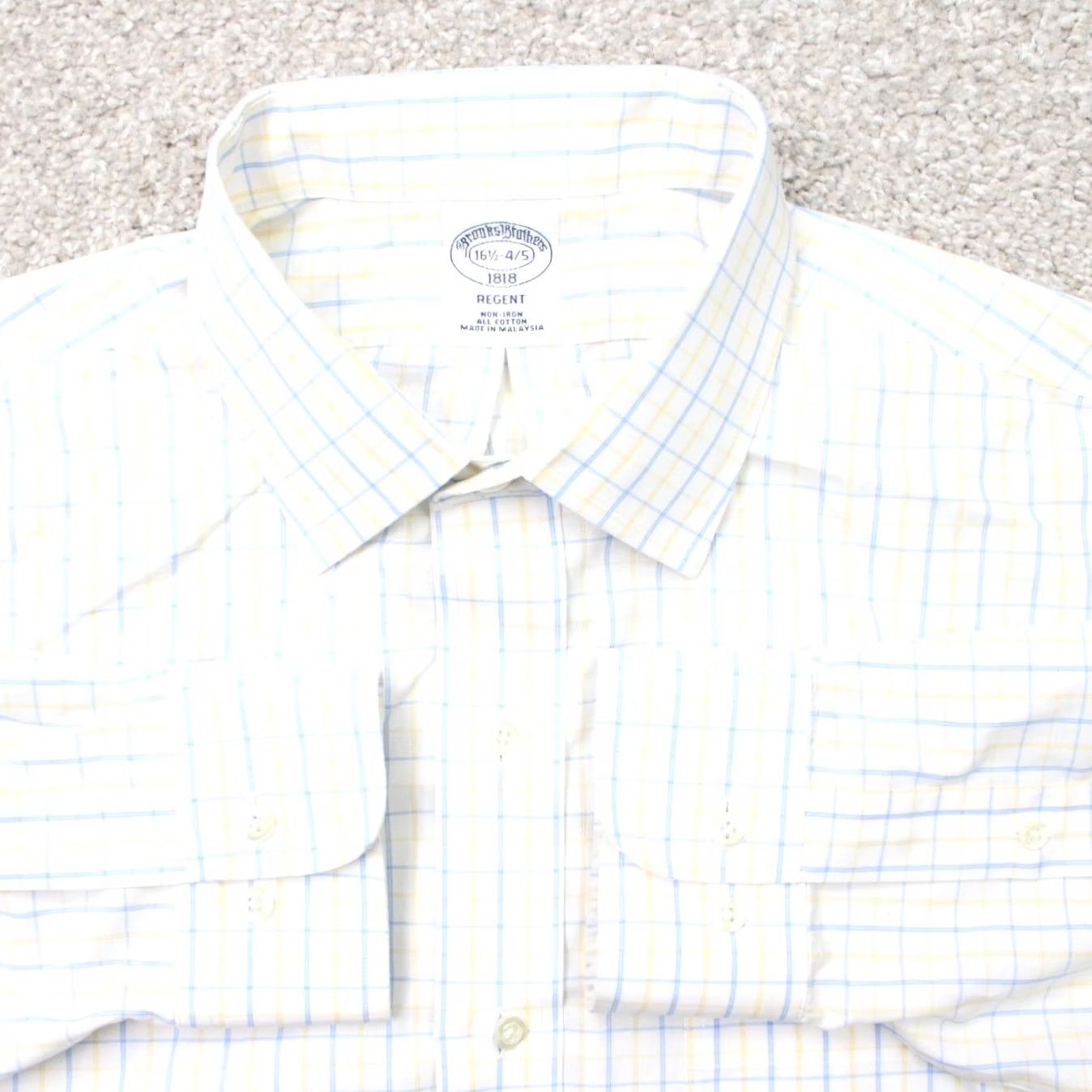 Brooks Brothers Brooks Brothers Shirt Mens 16 1/2 34/35 Yellow/Blue Regent Non-Iron Cotton L/S Striped Dress Shirt Mens Size US XL / EU 56 / 4 - 2 Thumbnail
