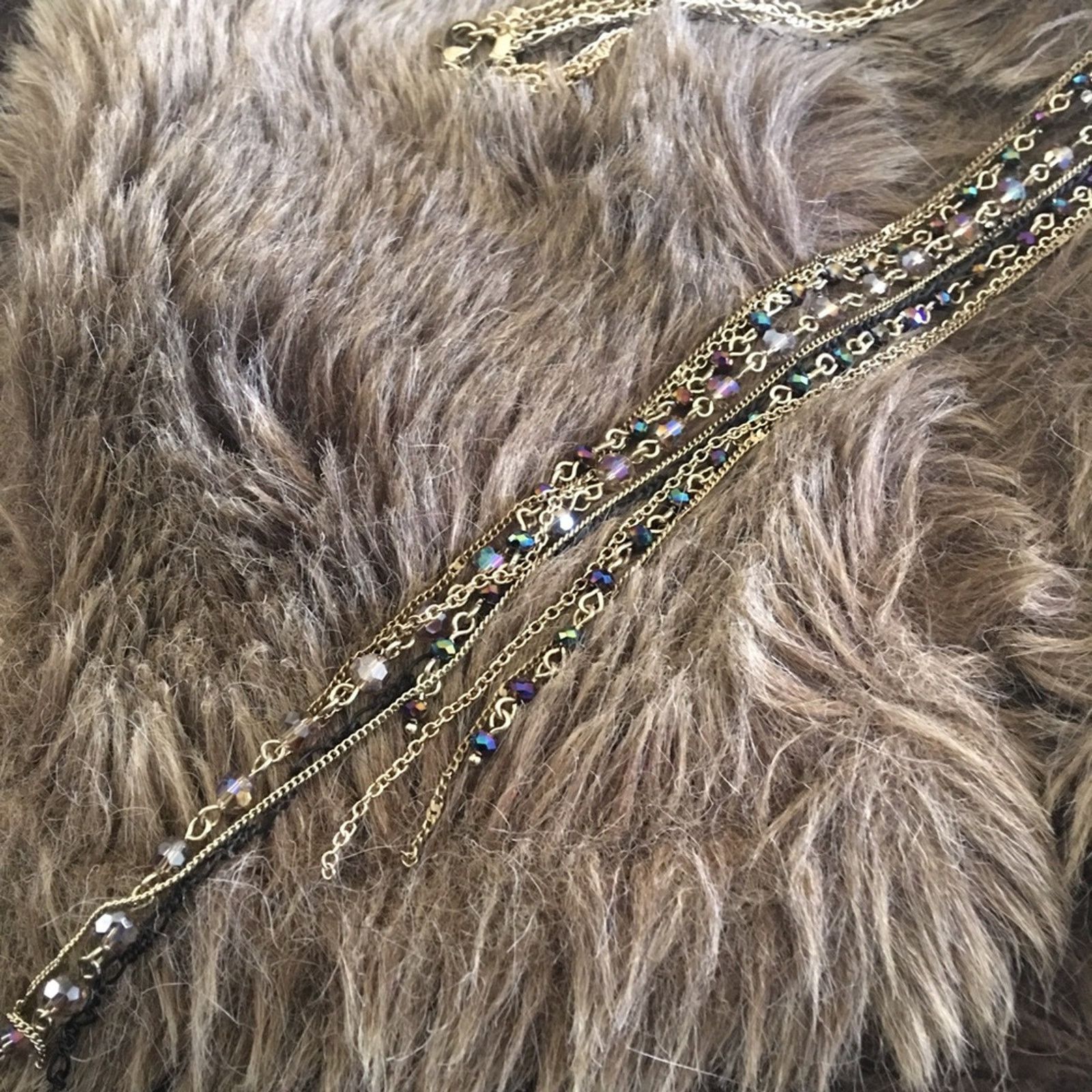 Jewelry Multi tone chain tie style fringe sparkle necklace Size ONE SIZE - 8 Thumbnail