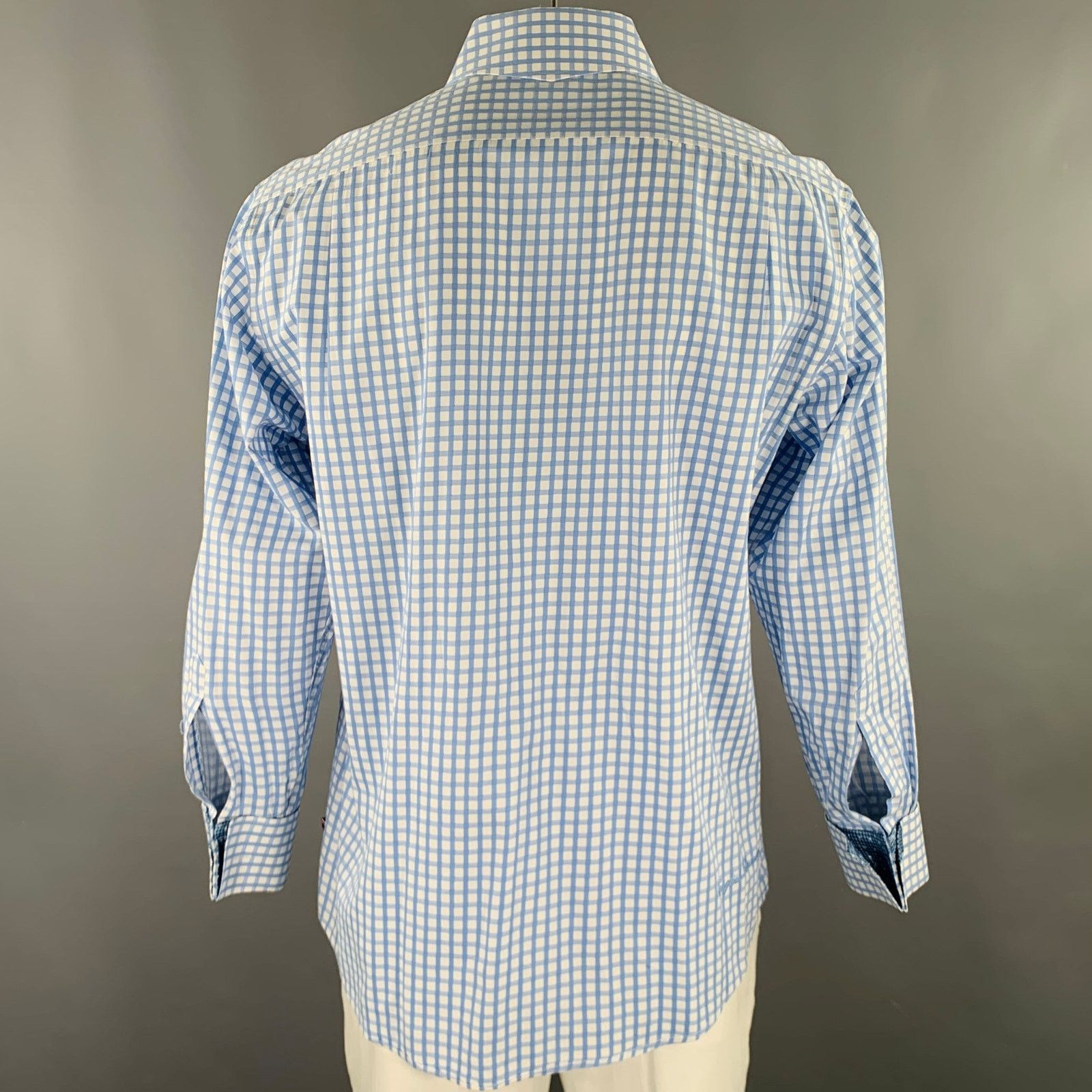 English Laundry Size XL White Light Blue Checkered Cotton Long Sleeve Shirt Size US XL / EU 56 / 4 - 4 Thumbnail