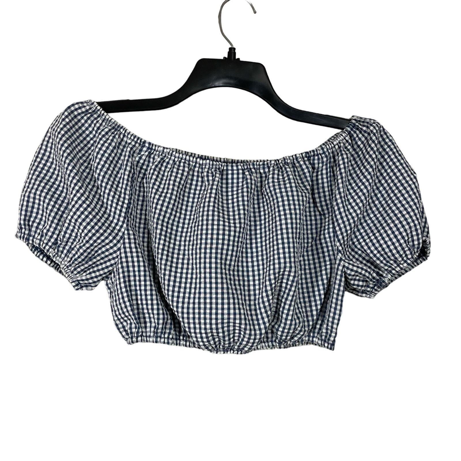 Asos Asos Gingham Crop Puff Sleeve Peasant Top - Size 2 - Retro Size XS / US 0-2 / IT 36-38 - 6 Thumbnail