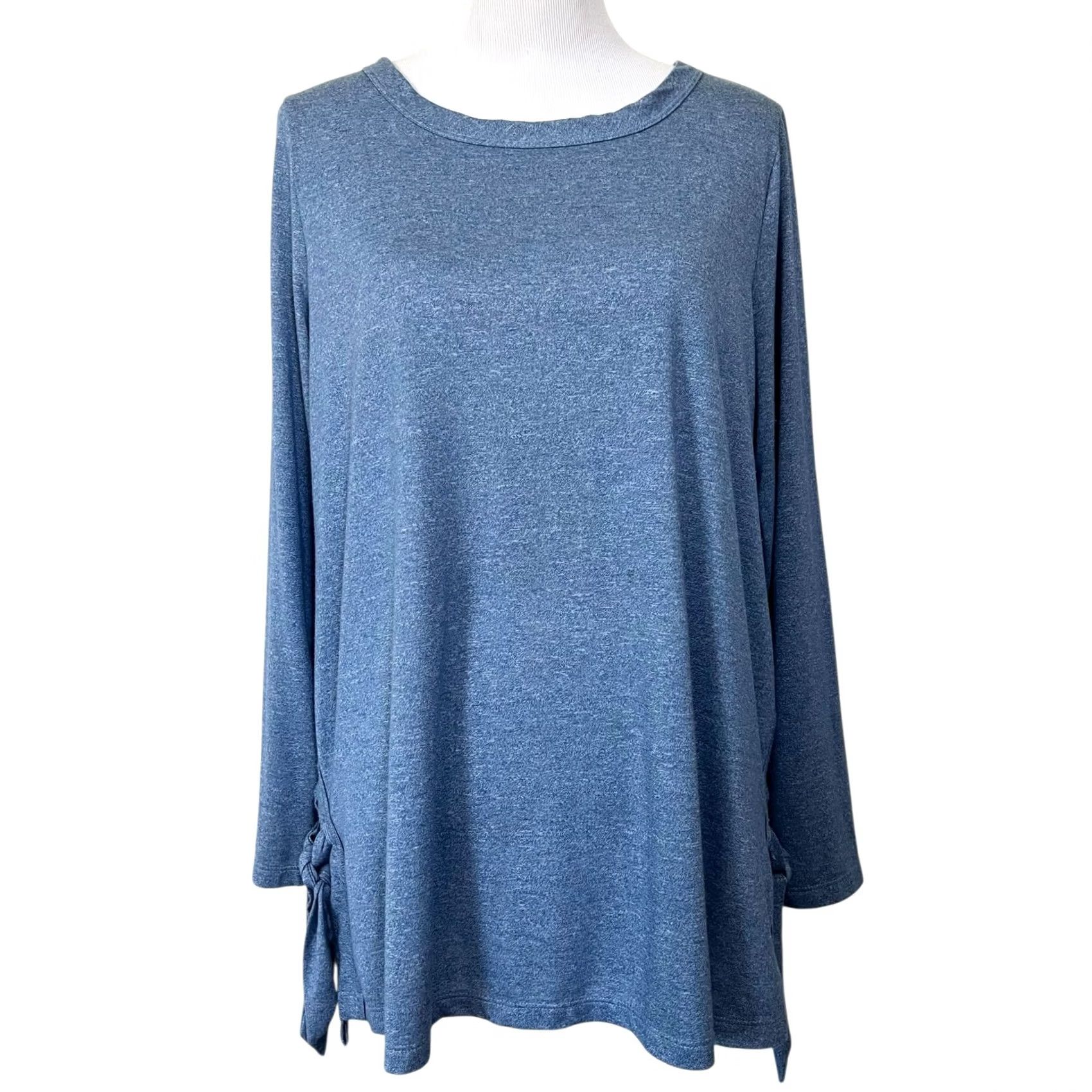 Soft Surroundings Soft Surroundings Tie The Knot Tunic Top Blue Soft Stretch Lightweight Women’s L Shirt Long Sleeve Blue Womens L Tunic T-Shirt-Style Size L / US 10 / IT 46 - 2 Thumbnail