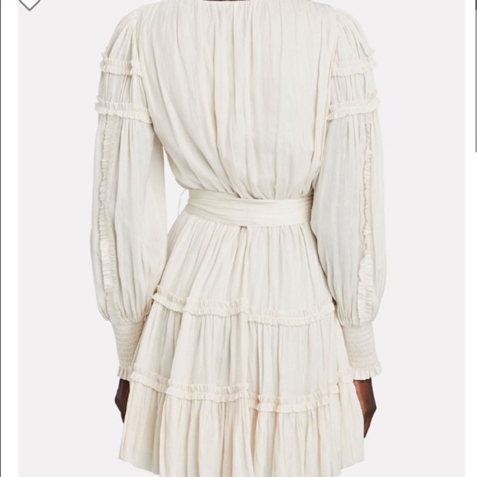 Ulla Johnson Ulla Johnson Amal Ivory Silky Ruffle Long Sleeve Mini Dress Size M / US 6-8 / IT 42-44 - 2 Thumbnail