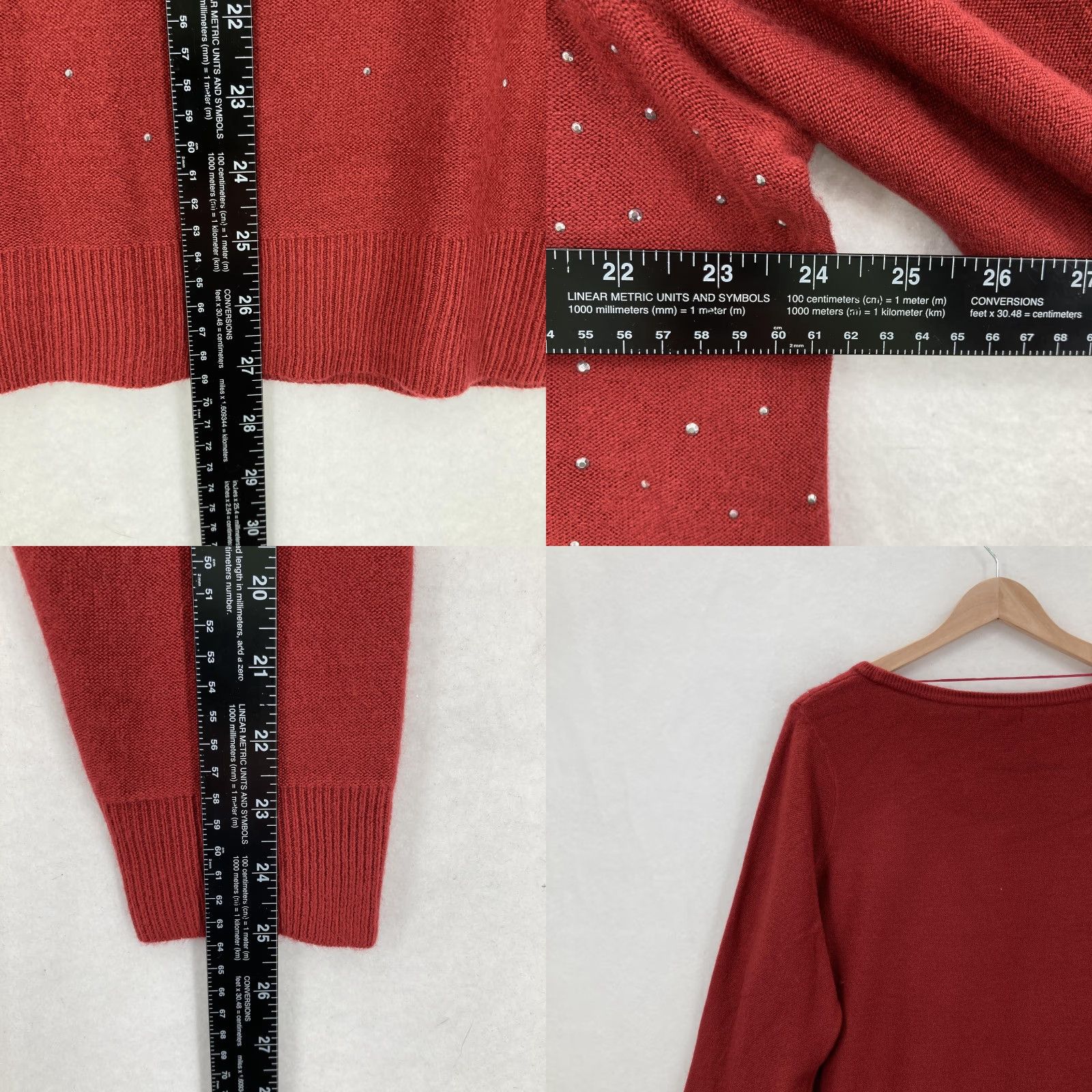 Apt. 9 Apt. 9 Sweater Womens 1X Red Rhinestone Embellished Scoop Neck Pullover Sparkle Size XL / US 12-14 / IT 48-50 - 8 Thumbnail