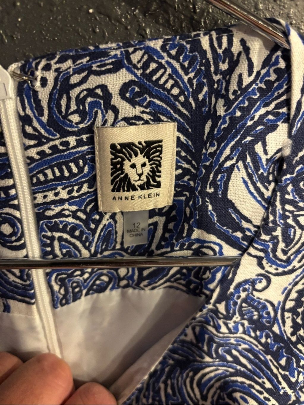 Anne Klein Anne Klein Blue and White Paisley Sleeveless Dress Size XL / US 12-14 / IT 48-50 - 3 Thumbnail