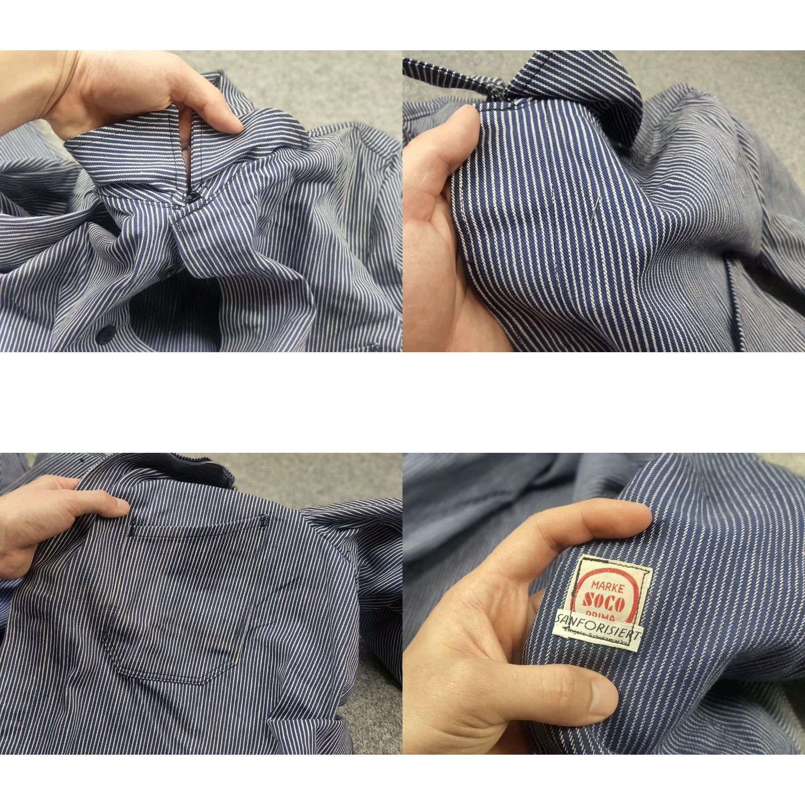 Vintage VINTAGE sanforized France Cotton Blue Canvas Chore Jacket - 1960s Deadstock Striped Pocket Workwear L Men’s Blues Decade 1960s Size US L / EU 52-54 / 3 - 10 Thumbnail