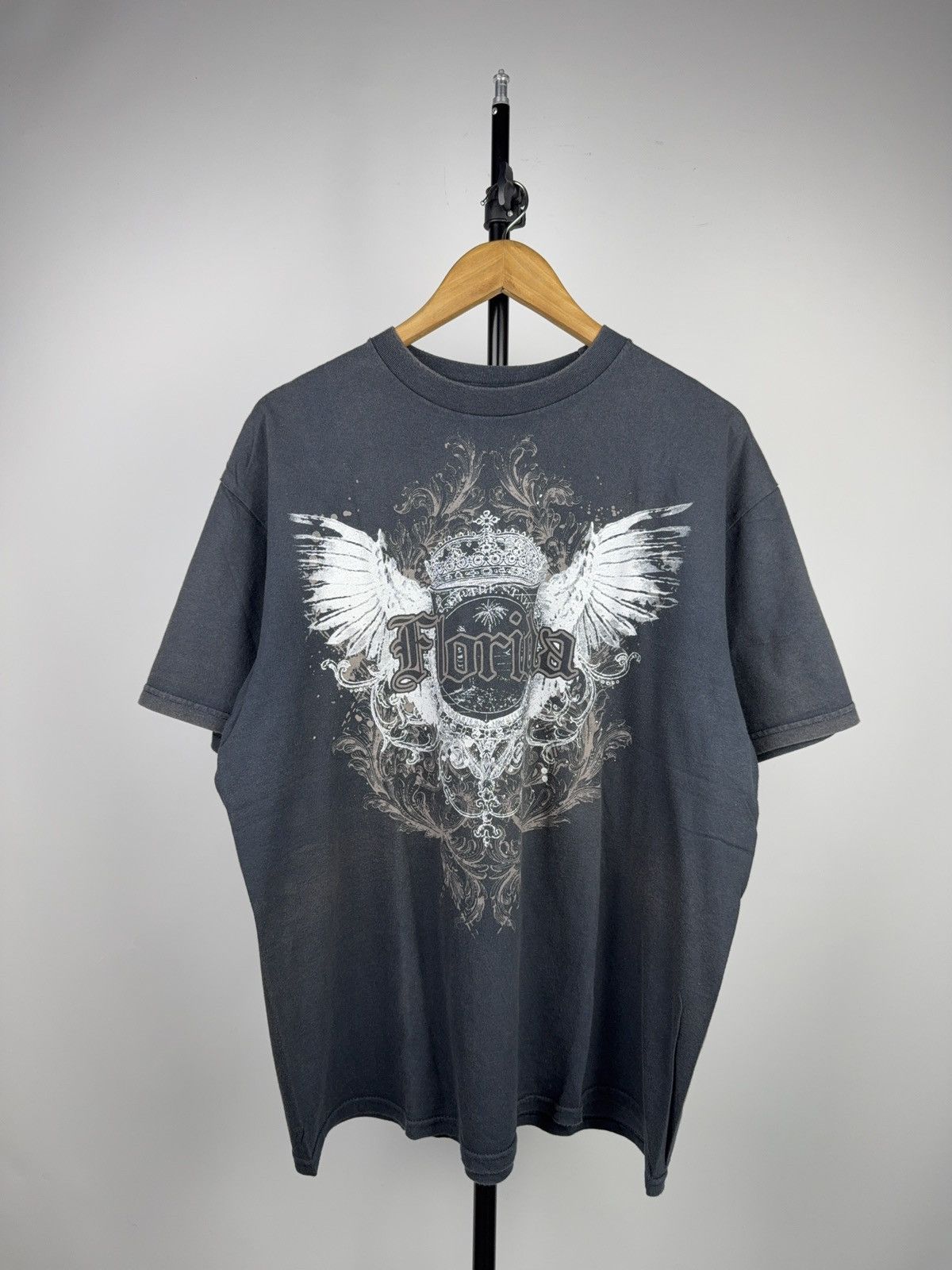 Vintage 00s Florida Biker Rock Gothic Wings Graphic Tee Y2K Style Size US L / EU 52-54 / 3 - 1 Thumbnail