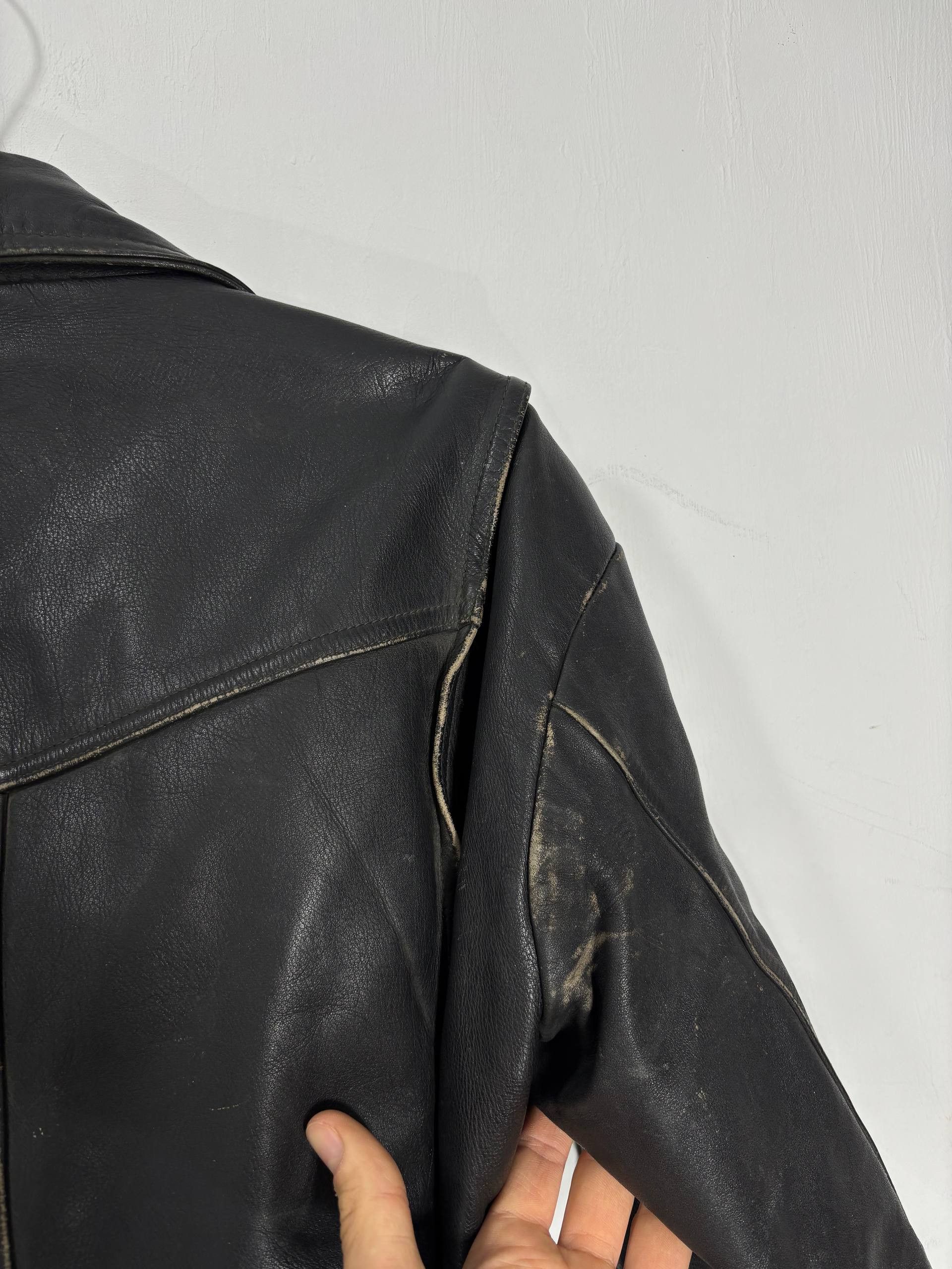 Vintage Vintage IXS Assymetrical Faded Distressed Leather Jacket Size US M / EU 48-50 / 2 - 13 Thumbnail
