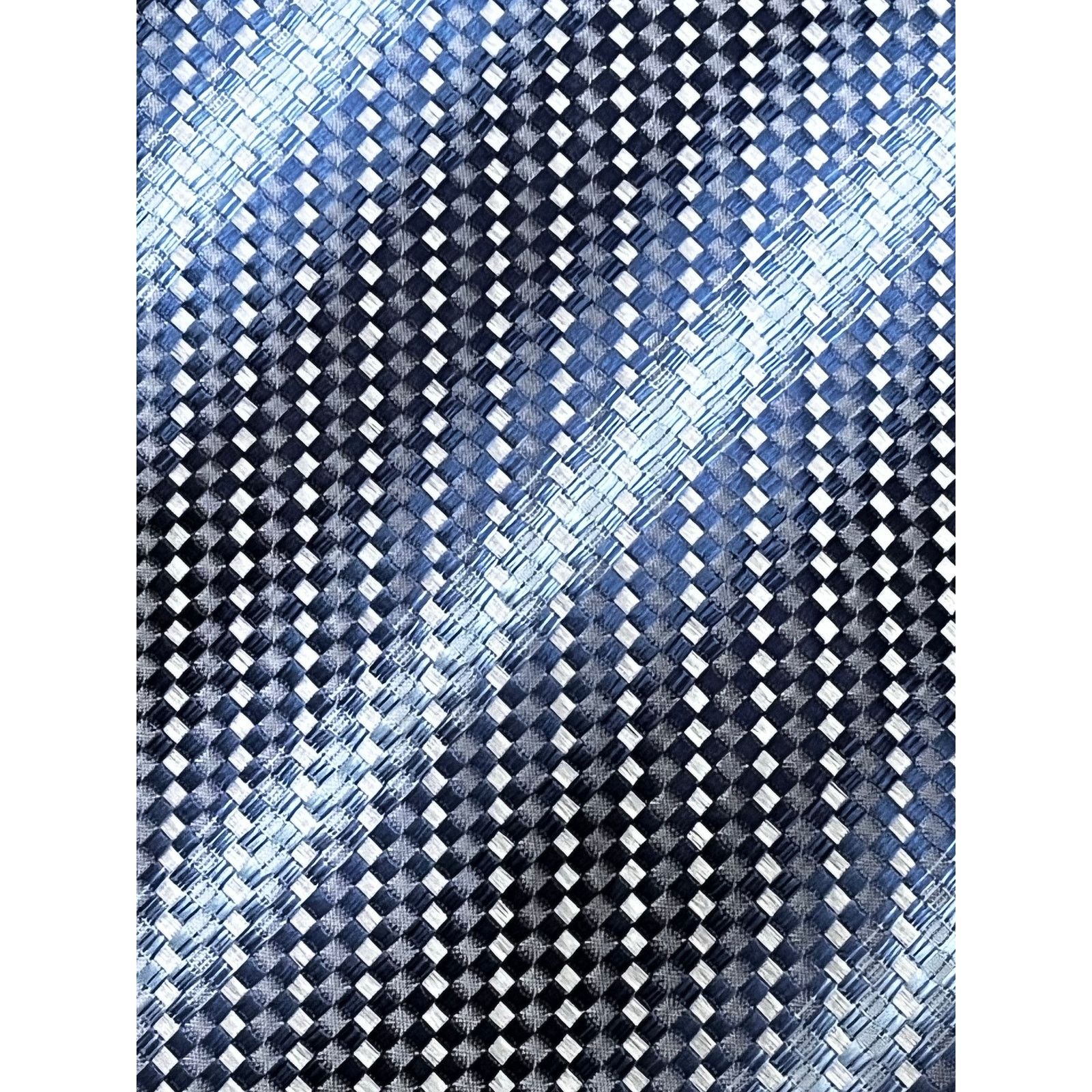 Other Botinelli Designer Men Silk Tie Blue Basketweave Pattern Size ONE SIZE - 5 Thumbnail