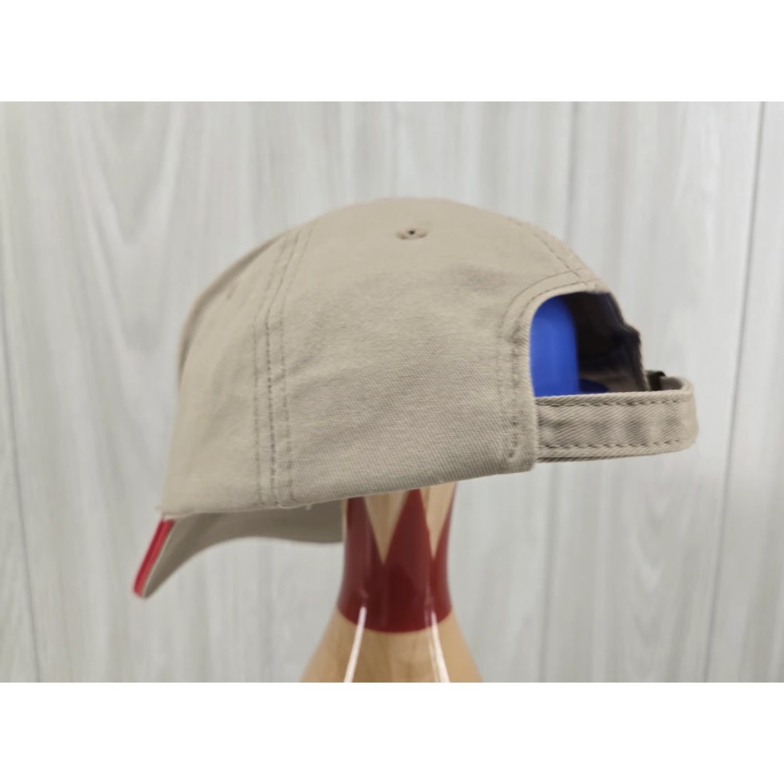 Vintage TSC Adjustable Baseball Cap Hat Tan Red Trim Adult One Size Beige Men Baseball Cap Adjustable Size ONE SIZE - 7 Thumbnail