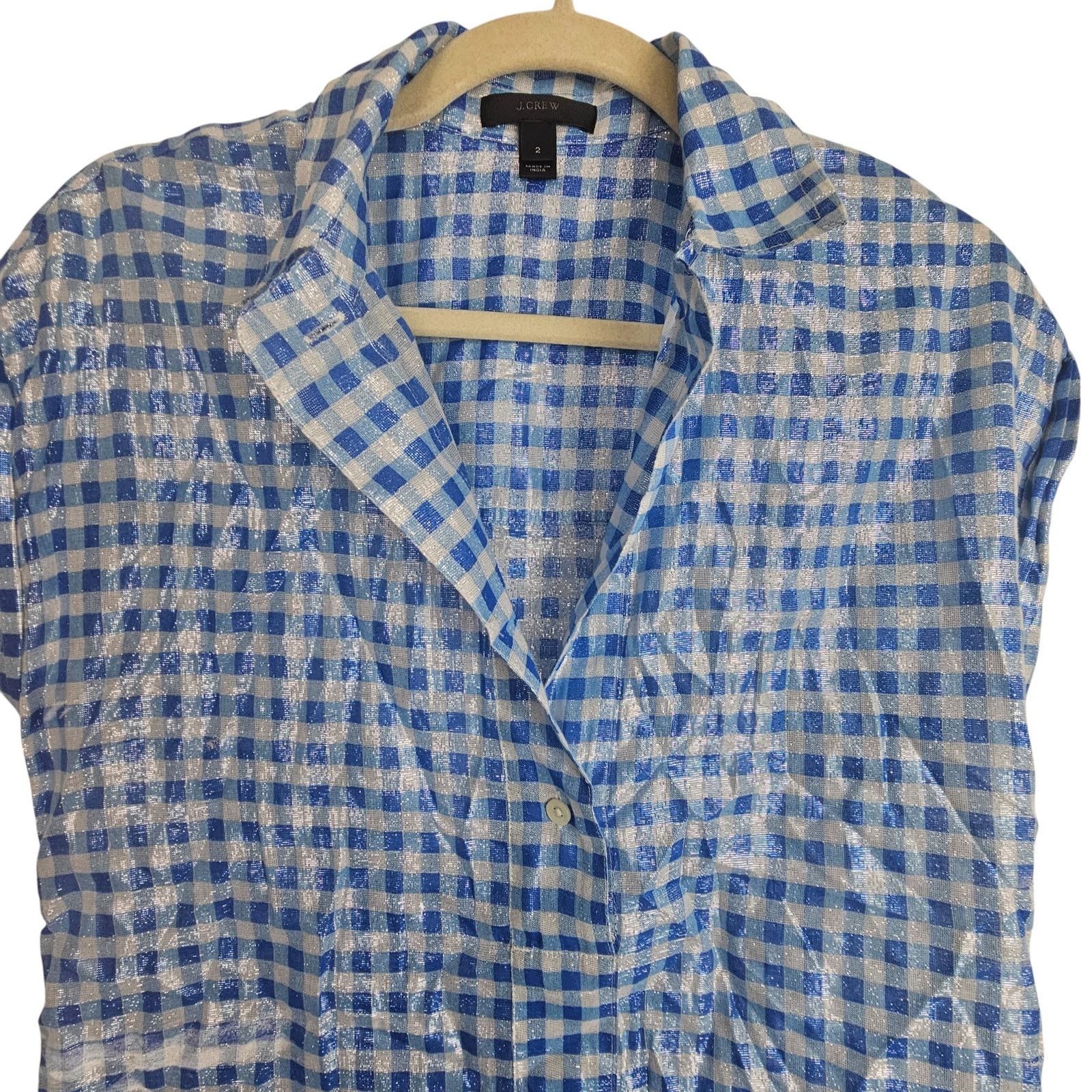 J.Crew J. Crew Womens Metallic Gingham Popover Tunic Size 2 Preppy Size XS / US 0-2 / IT 36-38 - 3 Thumbnail