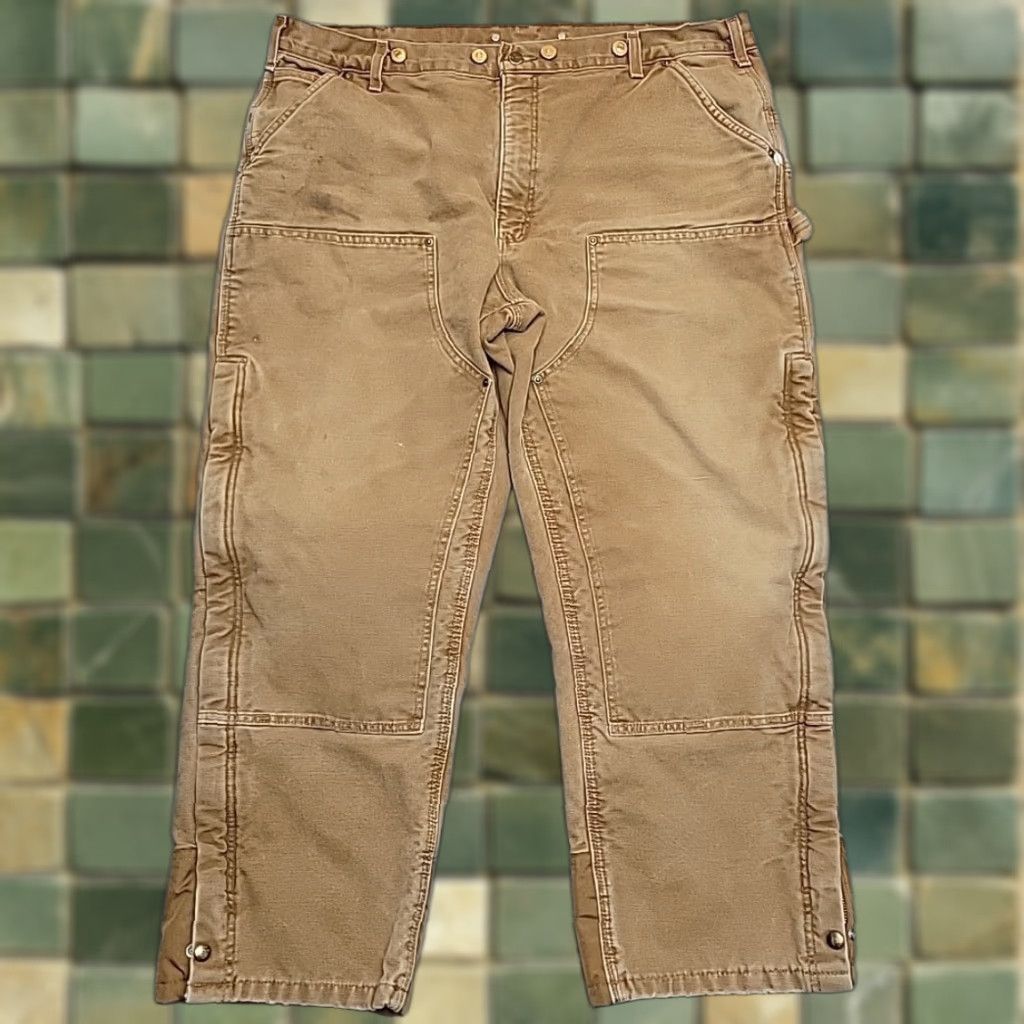 Carhartt VINTAGE Carhartt Pants Carpenter 42x30 Double Knee Insulated Canvas Brown Men Regular 5-Pocket Classic Workwear B194 Size US 42 / EU 58 - 1 Thumbnail