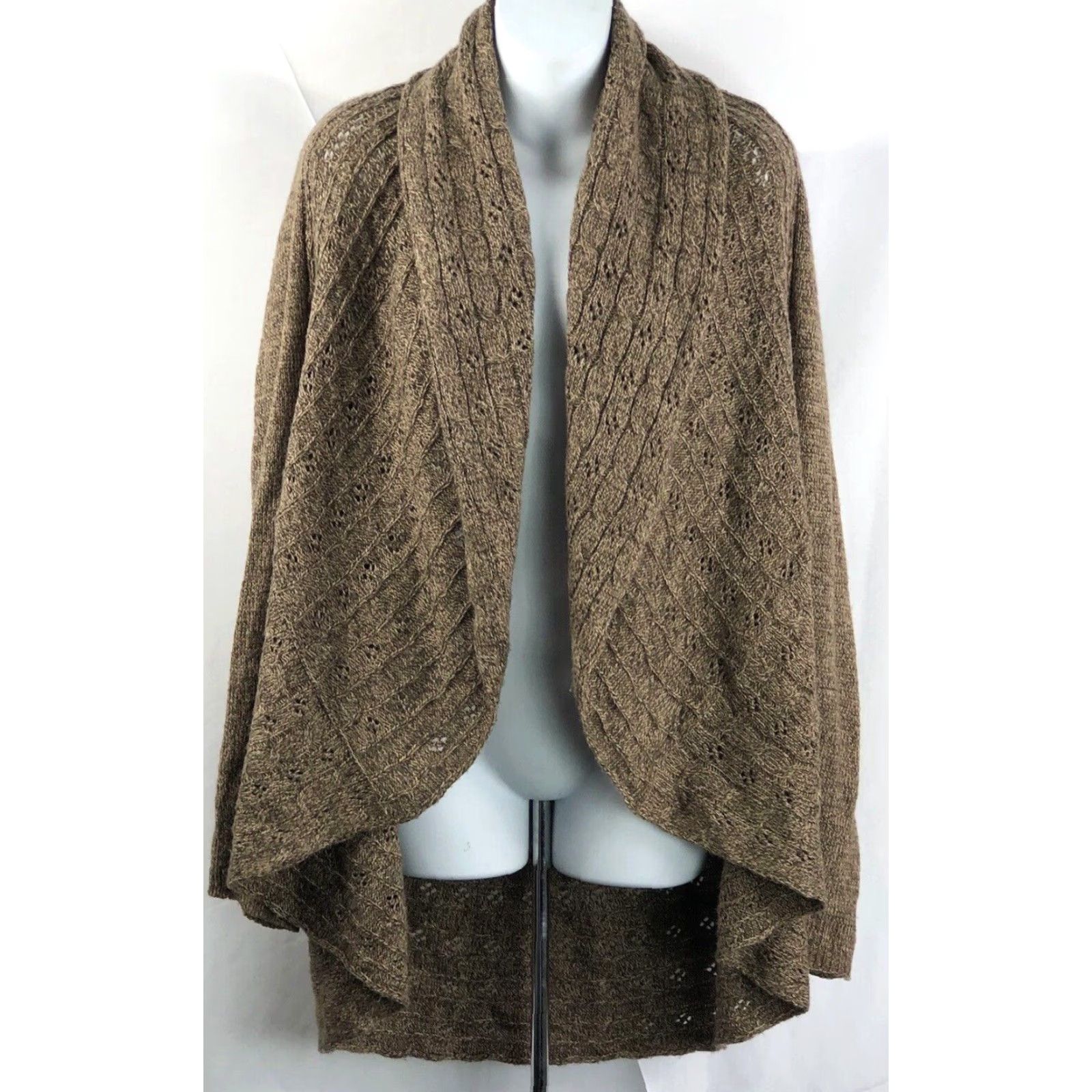 Vintage VINTAGE Karen Scott Cardigan Sweater L Brown Open Front Wide Shawl Collar Grunge Boho Y2K Womens Size L / US 10 / IT 46 - 2 Thumbnail
