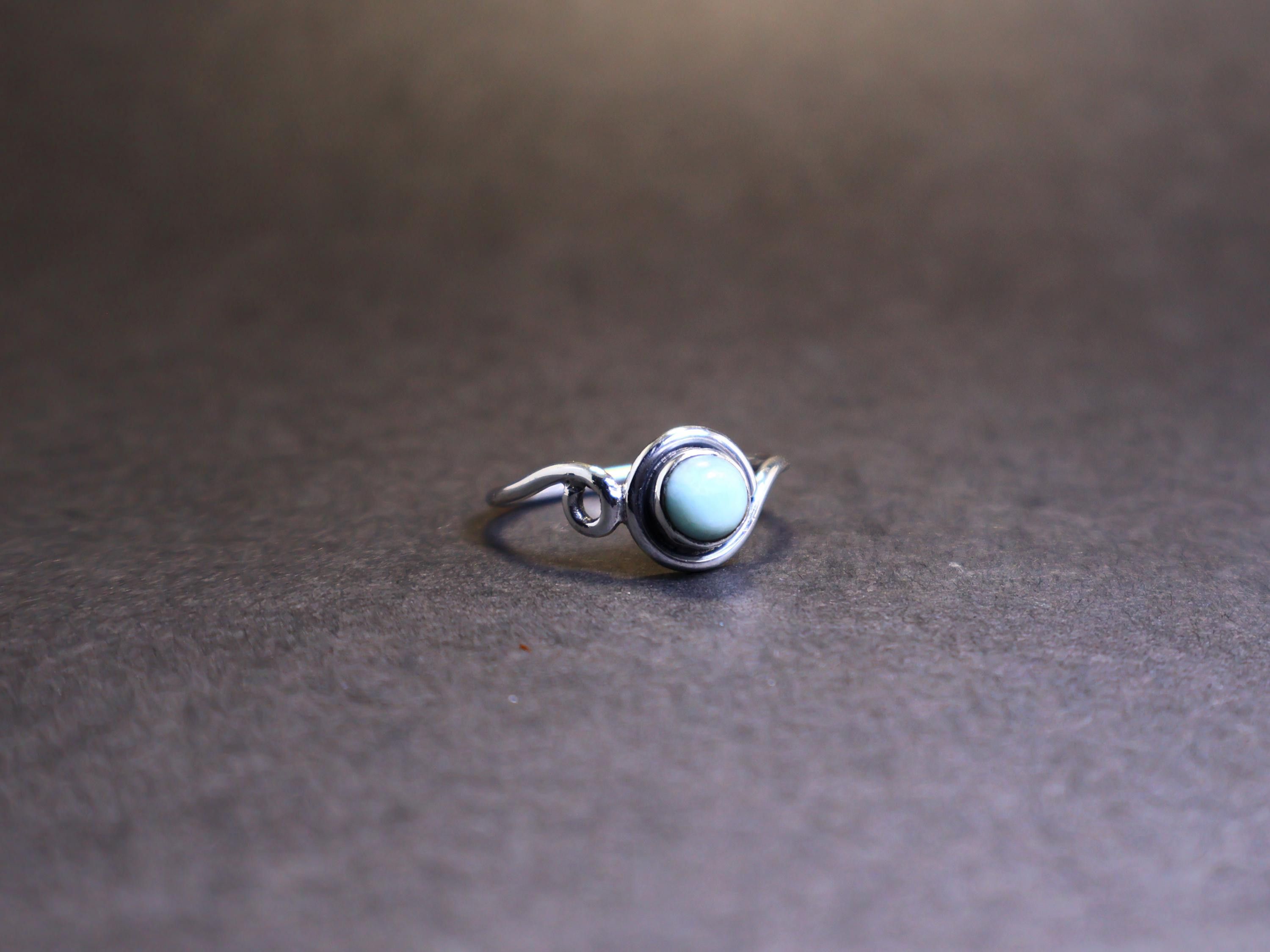 Handmade Larimar ring, Womens Jewelry, Handmade sterling Silver ring, Size ONE SIZE - 3 Thumbnail