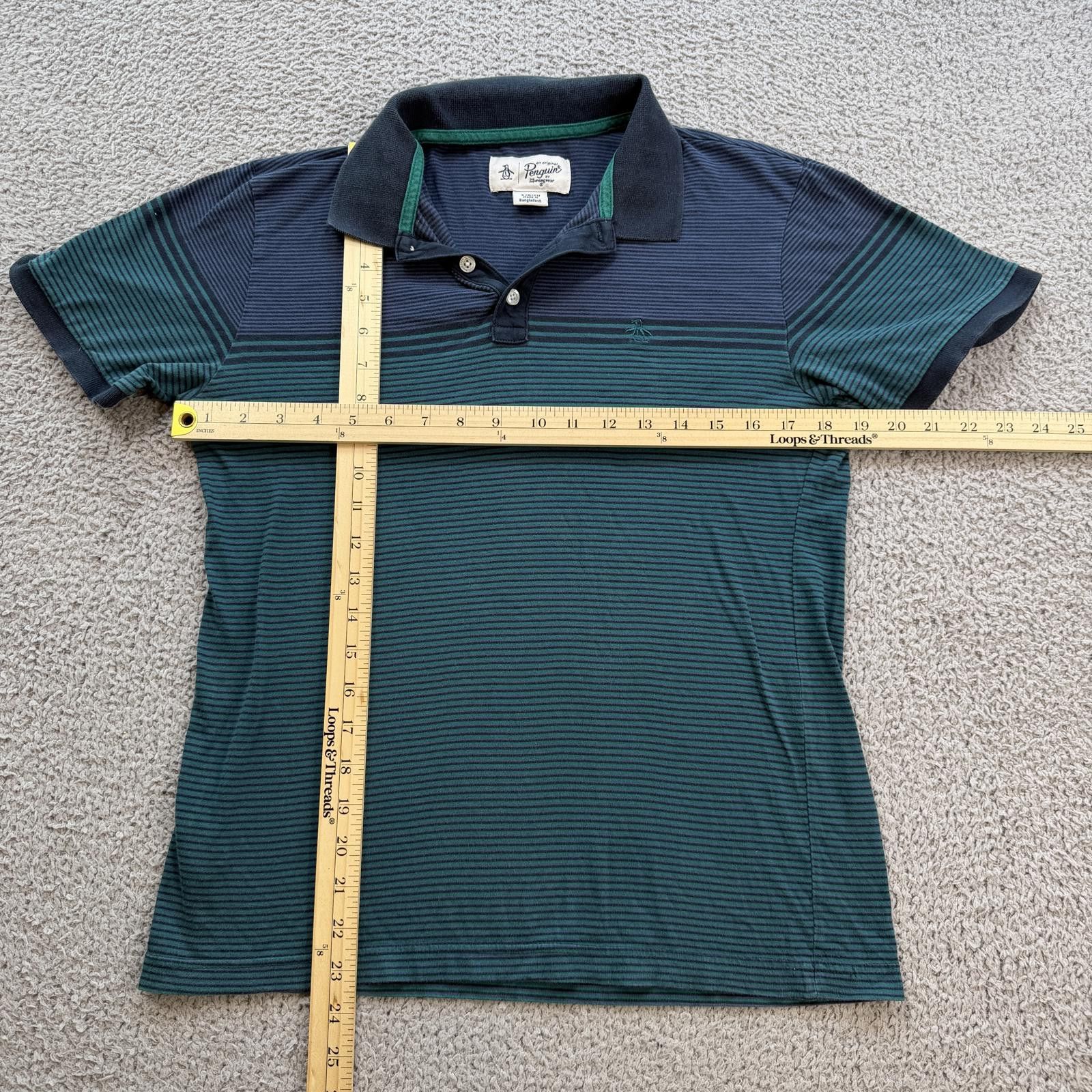 Original Penguin Original Penguin Striped Polo Shirt Mens Small Green Blue Size US S / EU 44-46 / 1 - 3 Thumbnail