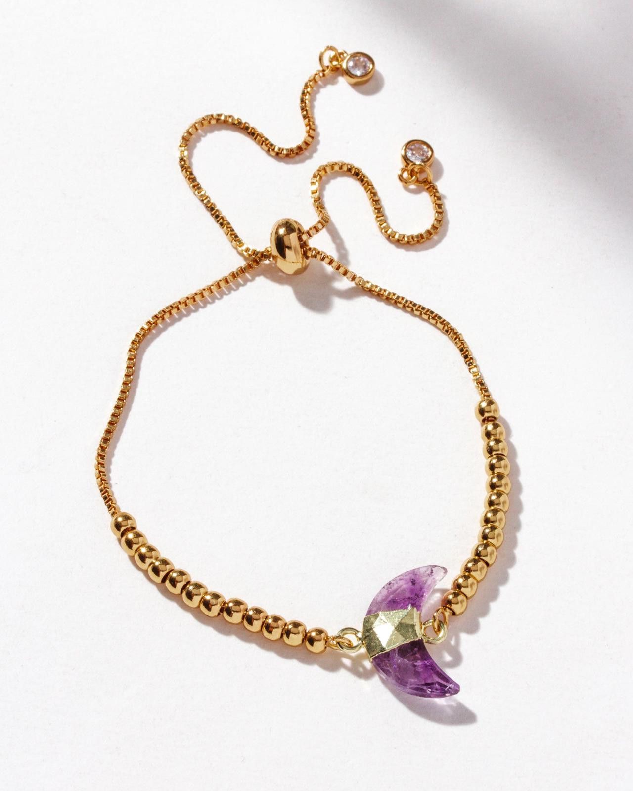 Other Luna Norte Crescent Horn CZ Adjustable Bracelet - Amethyst Size ONE SIZE - 1 Preview