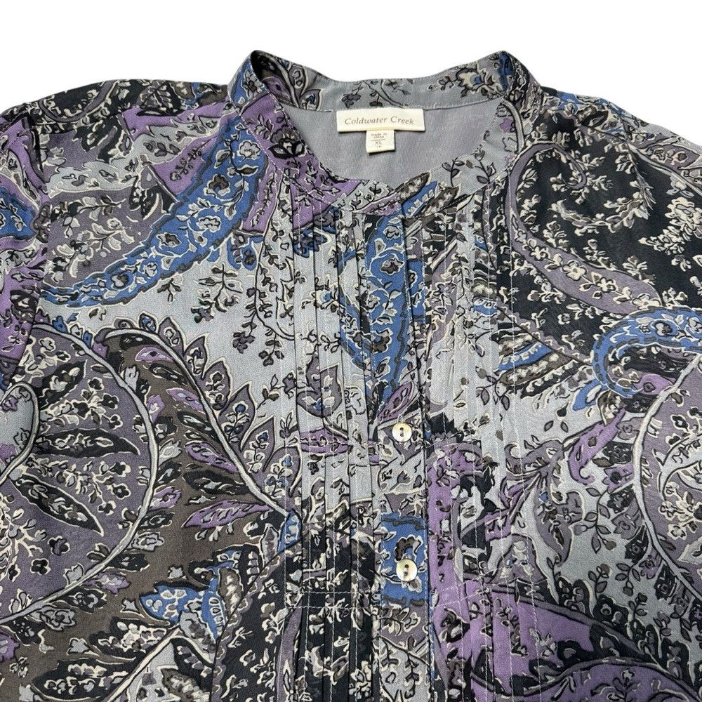 Coldwater Creek Coldwater Creek Chiffon Floral Front Pleated Blouse Size XL Size XL / US 12-14 / IT 48-50 - 9 Thumbnail