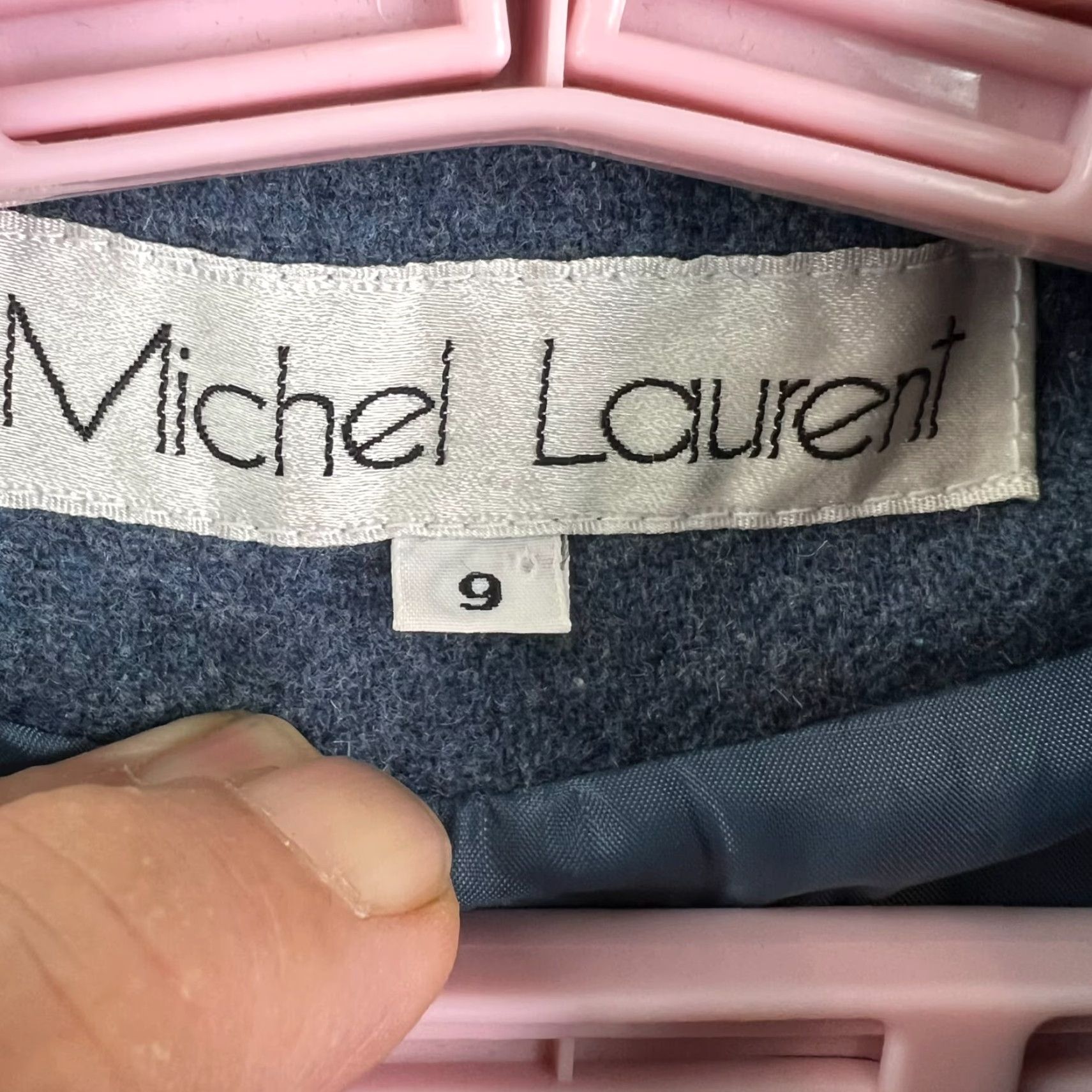 Vintage Michel Laurent Blazer Jacket Women Blue Wool Blend Size 9 Notch Lapel Single-Breasted Three-Button Dress Tailored Oversized Size M / US 6-8 / IT 42-44 - 6 Thumbnail